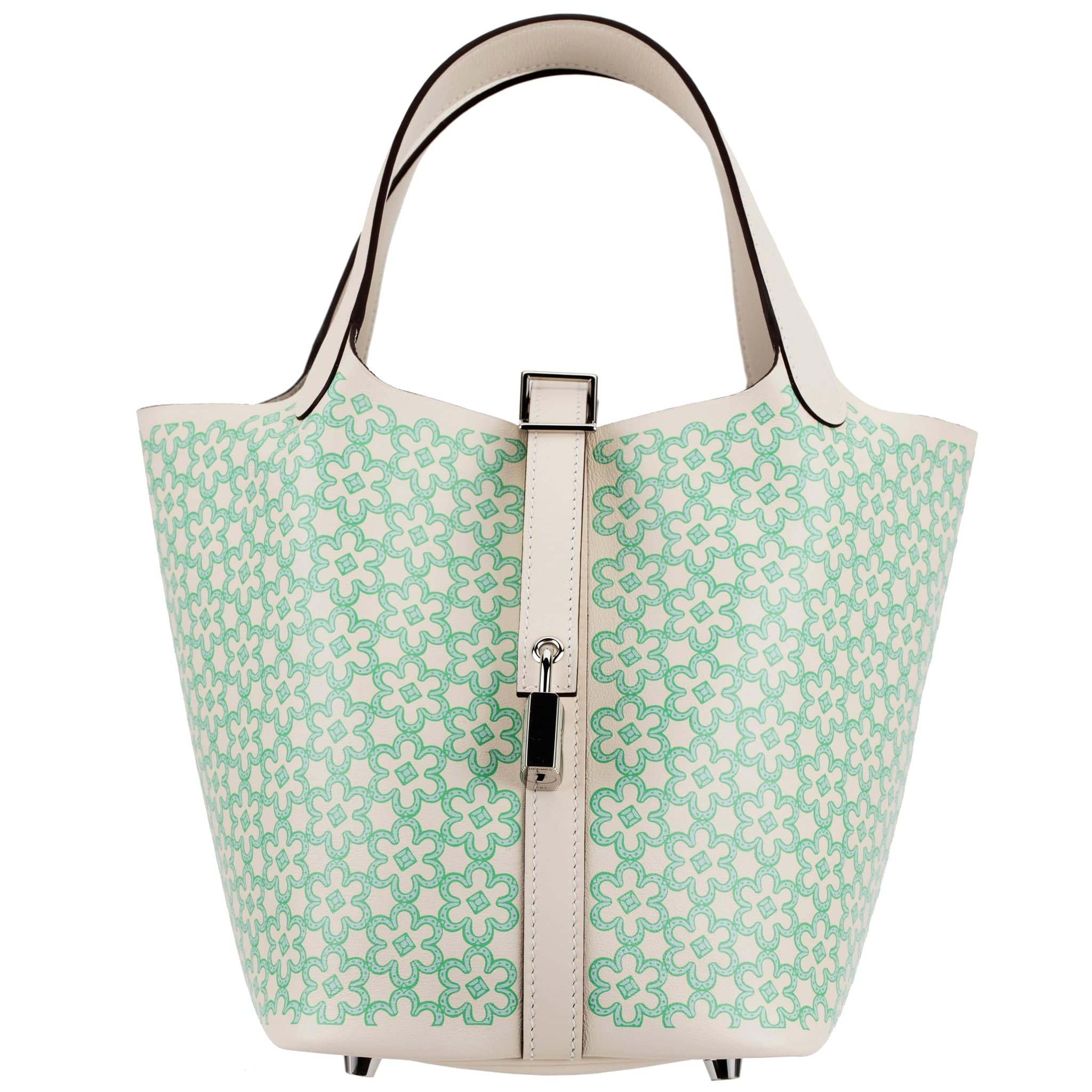 HERMES PICOTIN 18CM LUCKY DAISY NATA, VERT & BLANC SWIFT LEATHER PALLADIUM HARDWARE - On Repeat