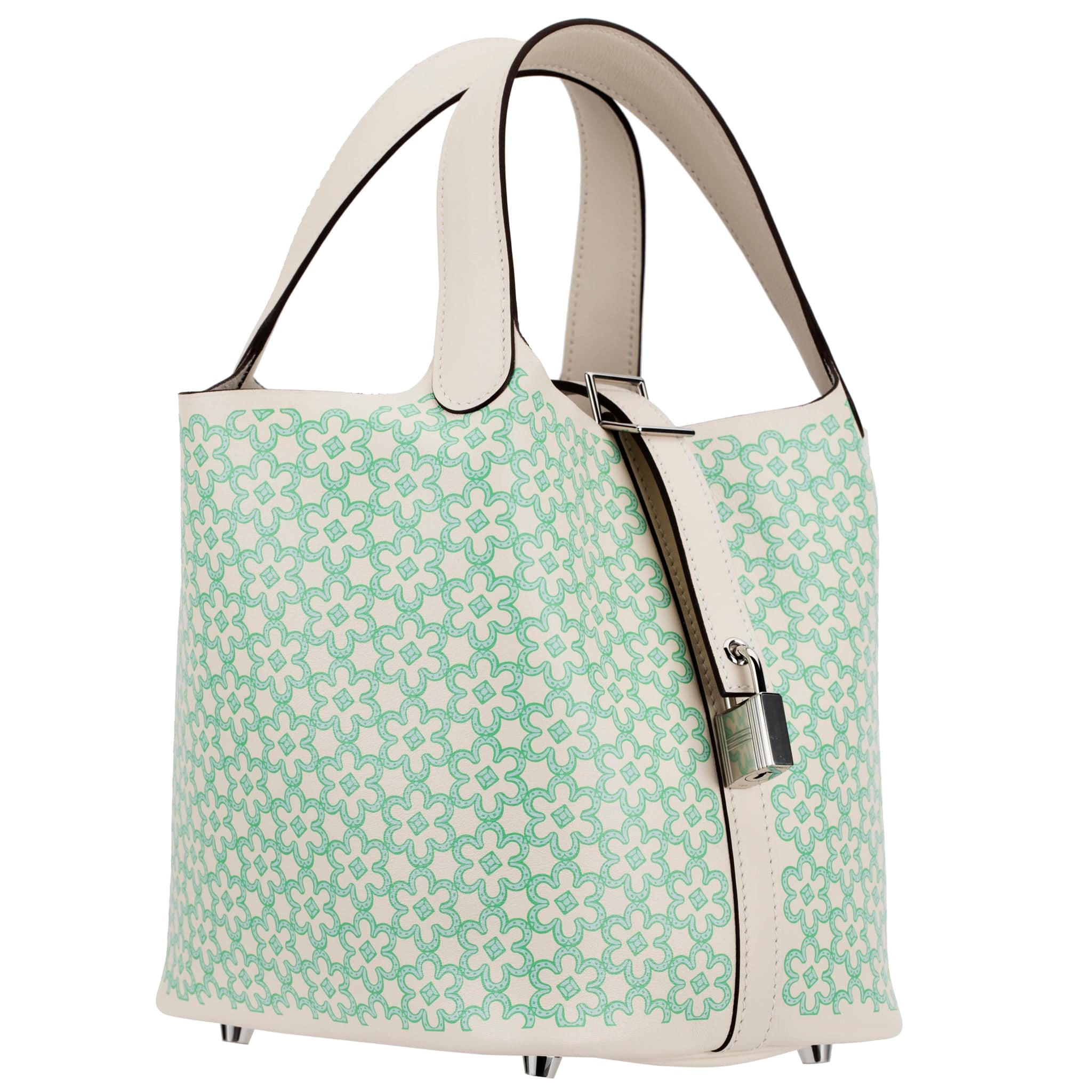 HERMES PICOTIN 18CM LUCKY DAISY NATA, VERT & BLANC SWIFT LEATHER PALLADIUM HARDWARE - On Repeat