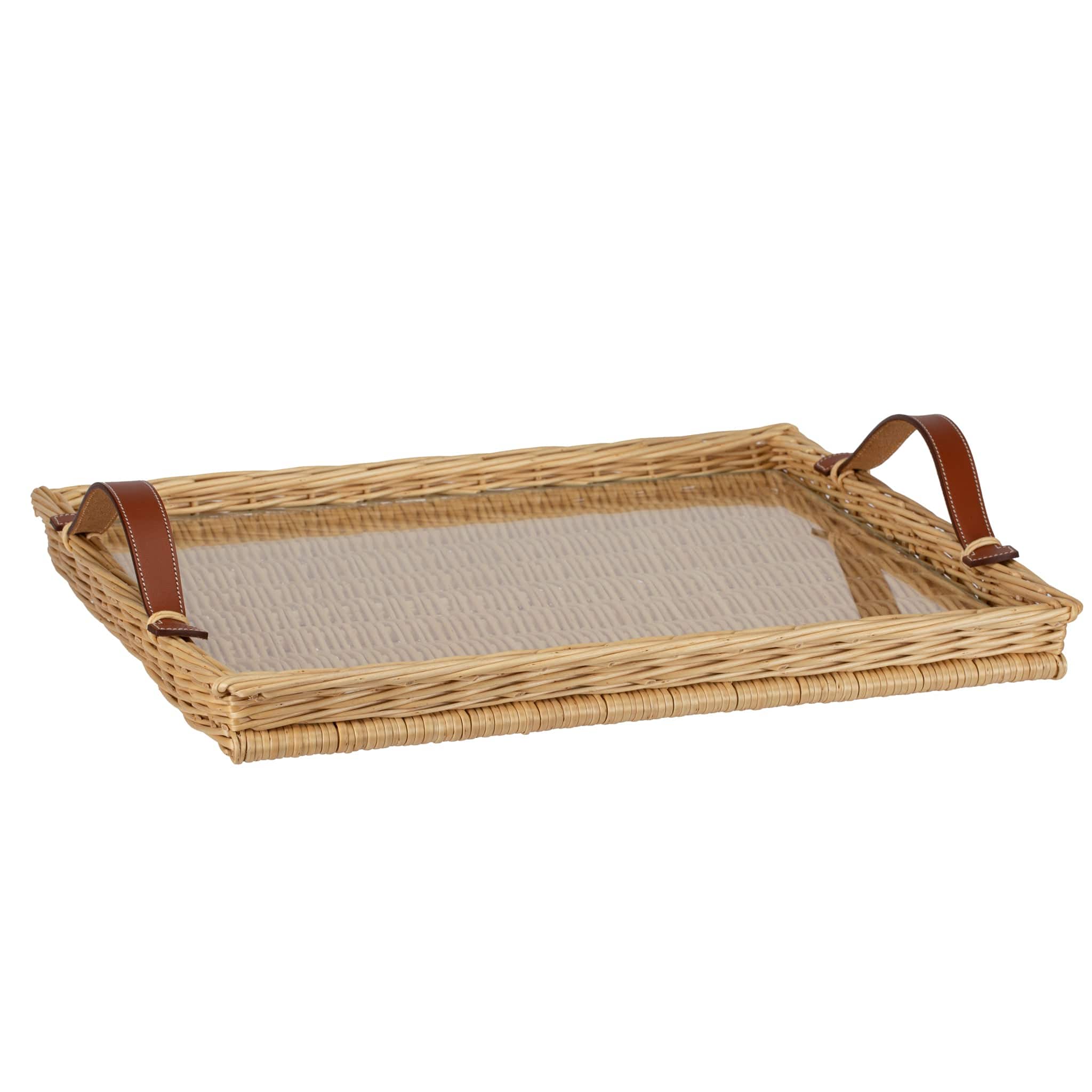 HERMES OSERAIR WICKER TRAY FAUVE BRIDLE LEATHER - On Repeat