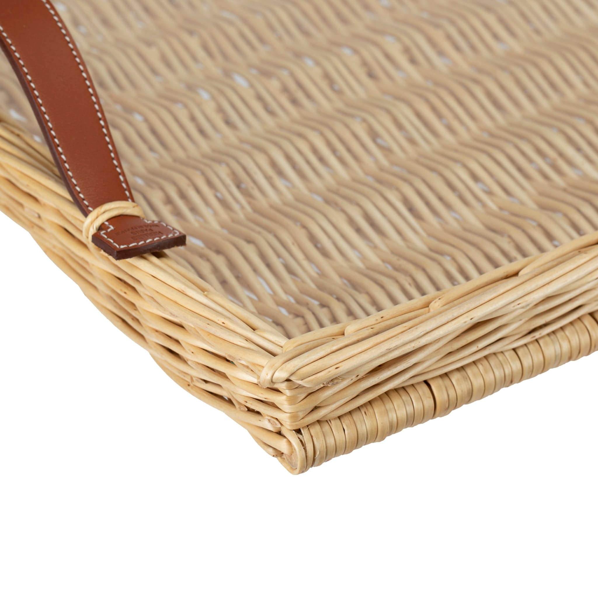 HERMES OSERAIR WICKER TRAY FAUVE BRIDLE LEATHER - On Repeat