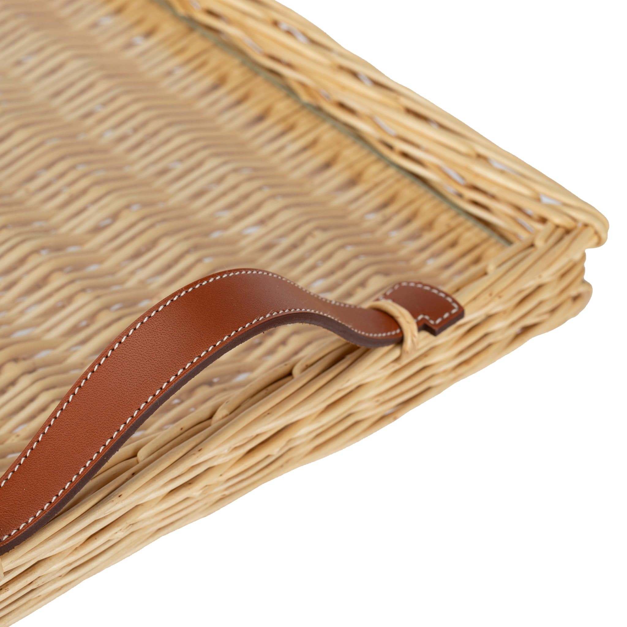 HERMES OSERAIR WICKER TRAY FAUVE BRIDLE LEATHER - On Repeat