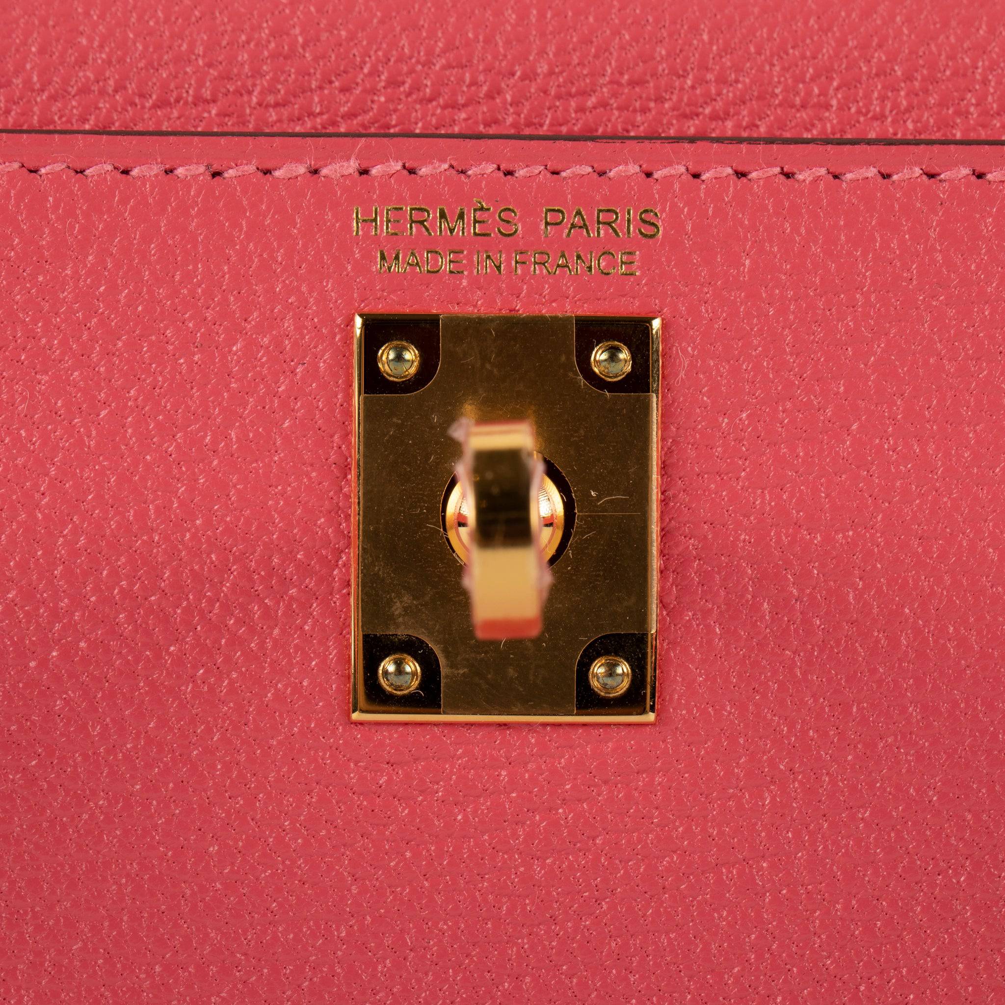 HERMES MINI KELLY II ROSE AZALEE CHEVRE LEATHER GOLD HARDWARE - On Repeat