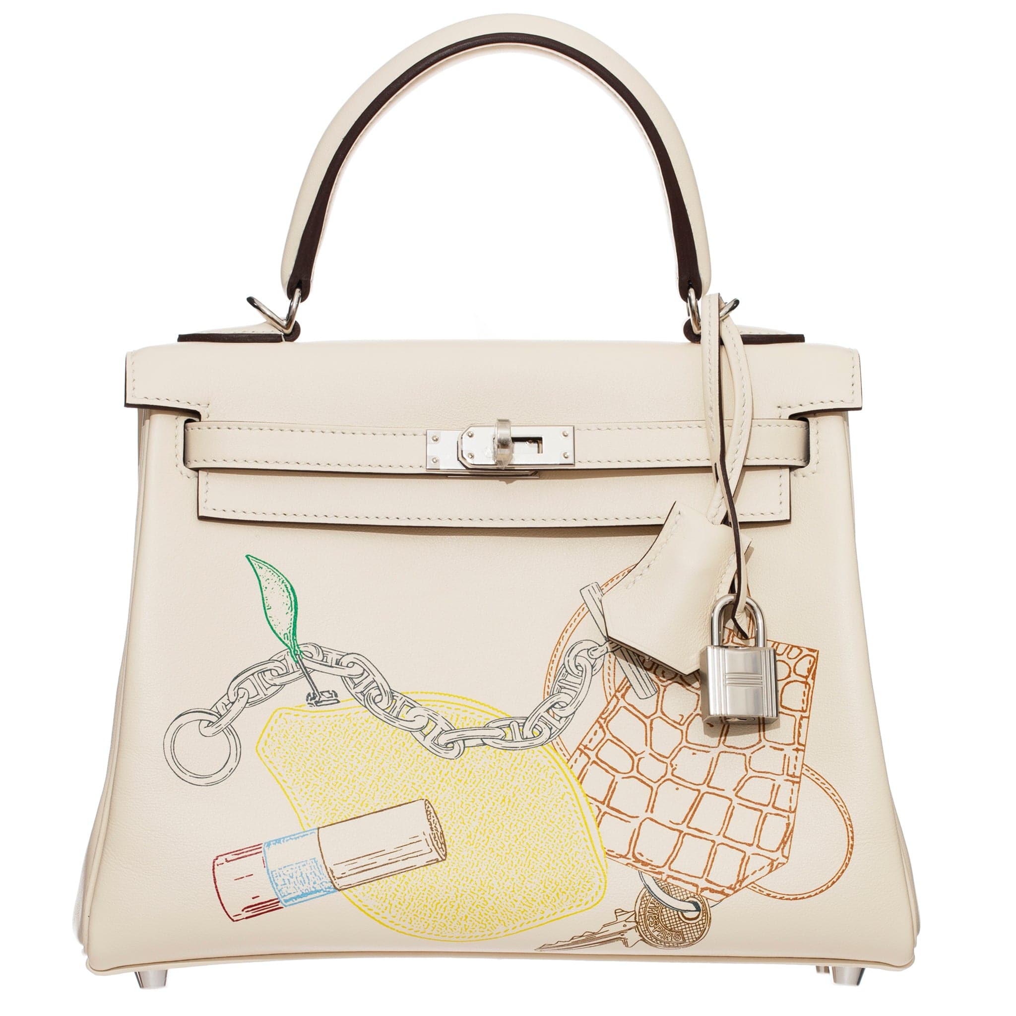 HERMES KELLY 25CM LIMITED EDITION "IN AND OUT" NATA SWIFT LEATHER PALLADIUM HARDWARE - On Repeat