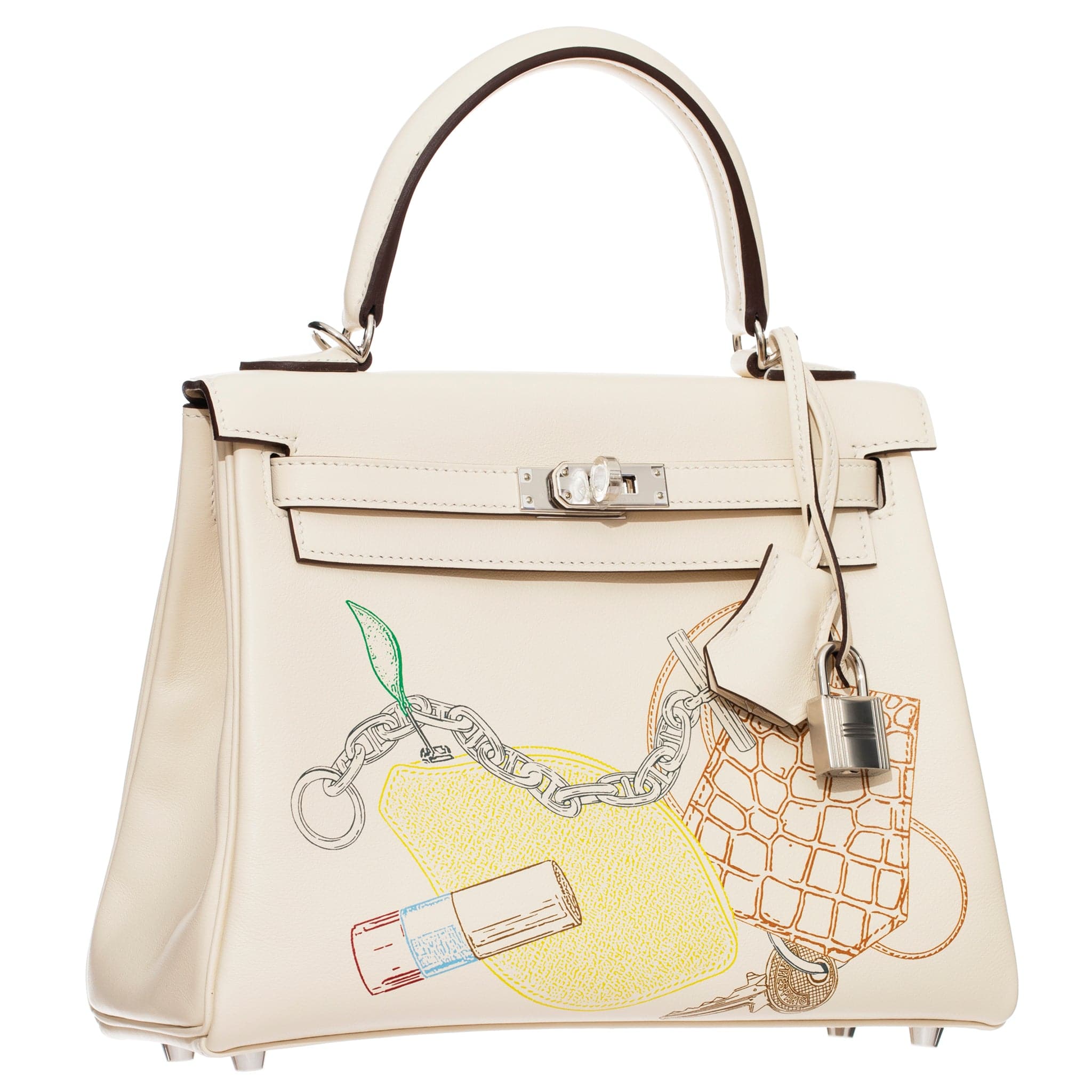 HERMES KELLY 25CM LIMITED EDITION "IN AND OUT" NATA SWIFT LEATHER PALLADIUM HARDWARE - On Repeat