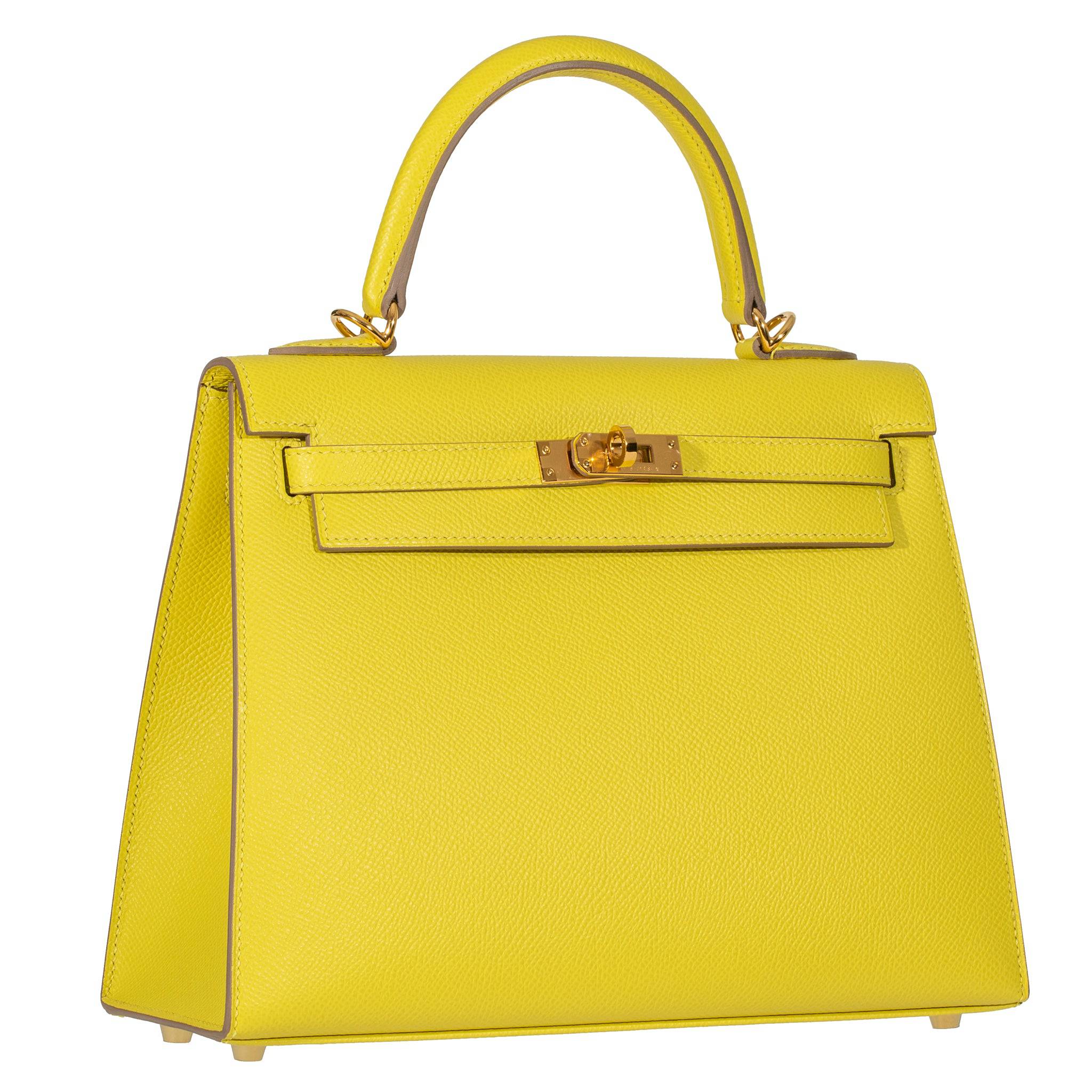 HERMES KELLY 25CM SELLIER LIME EPSOM LEATHER GOLD HARDWARE - On Repeat