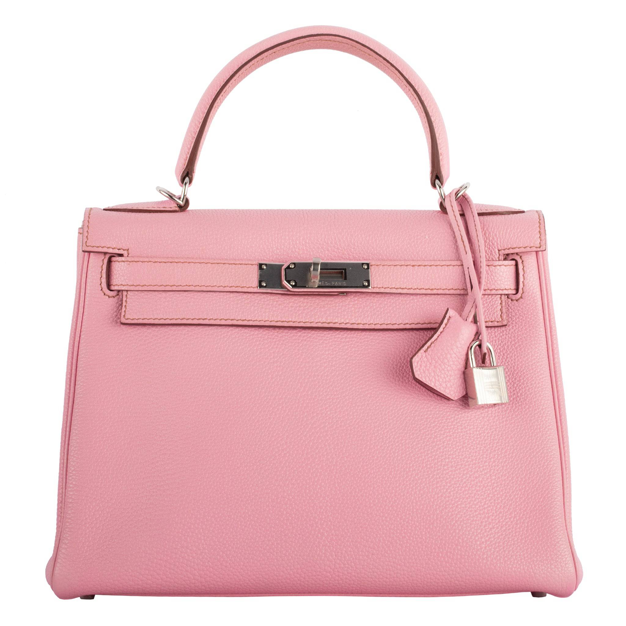 HERMES KELLY 28CM BUBBLEGUM TOGO LEATHER PALLADIUM HARDWARE - On Repeat