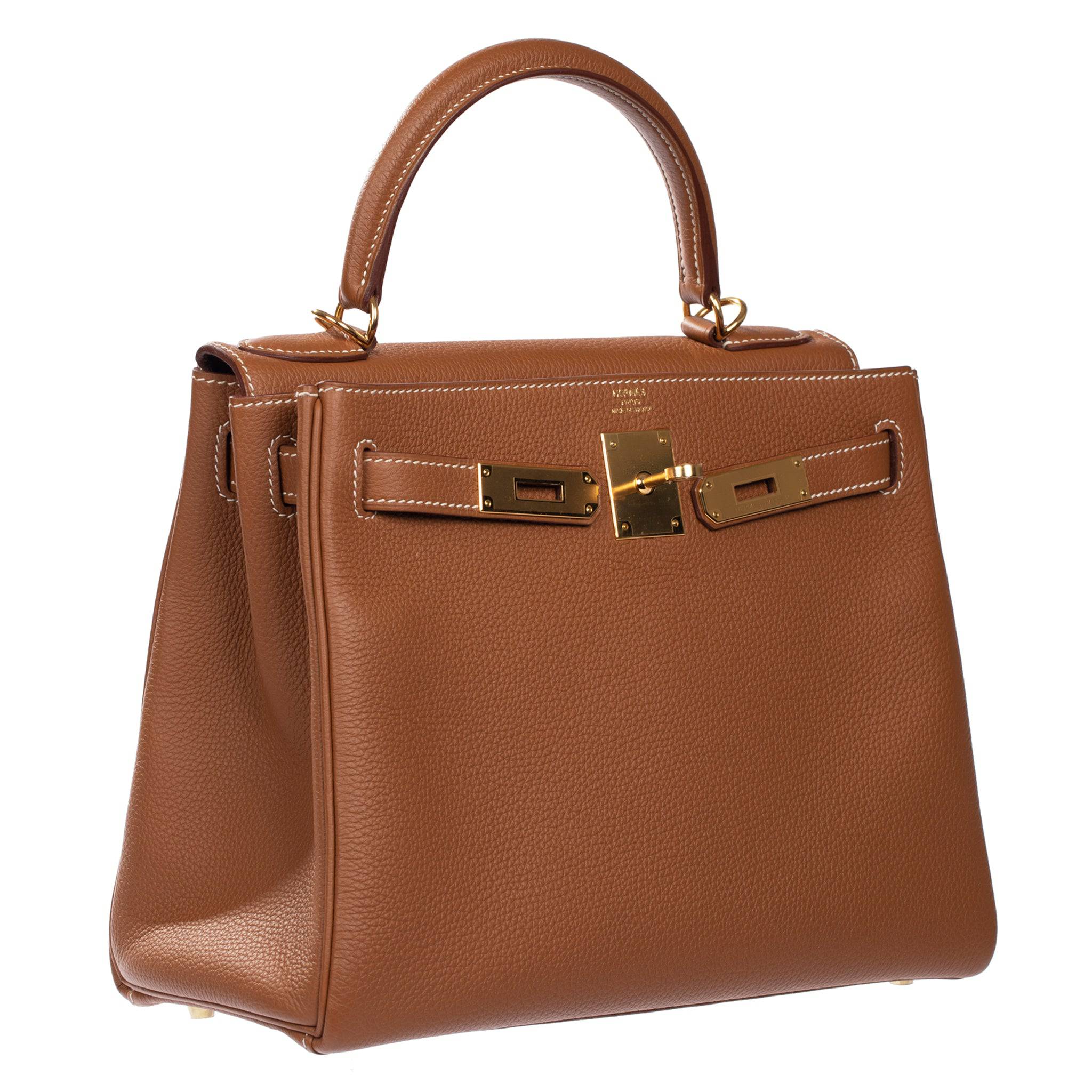 HERMES KELLY 28CM GOLD TOGO LEATHER GOLD HARDWARE - On Repeat