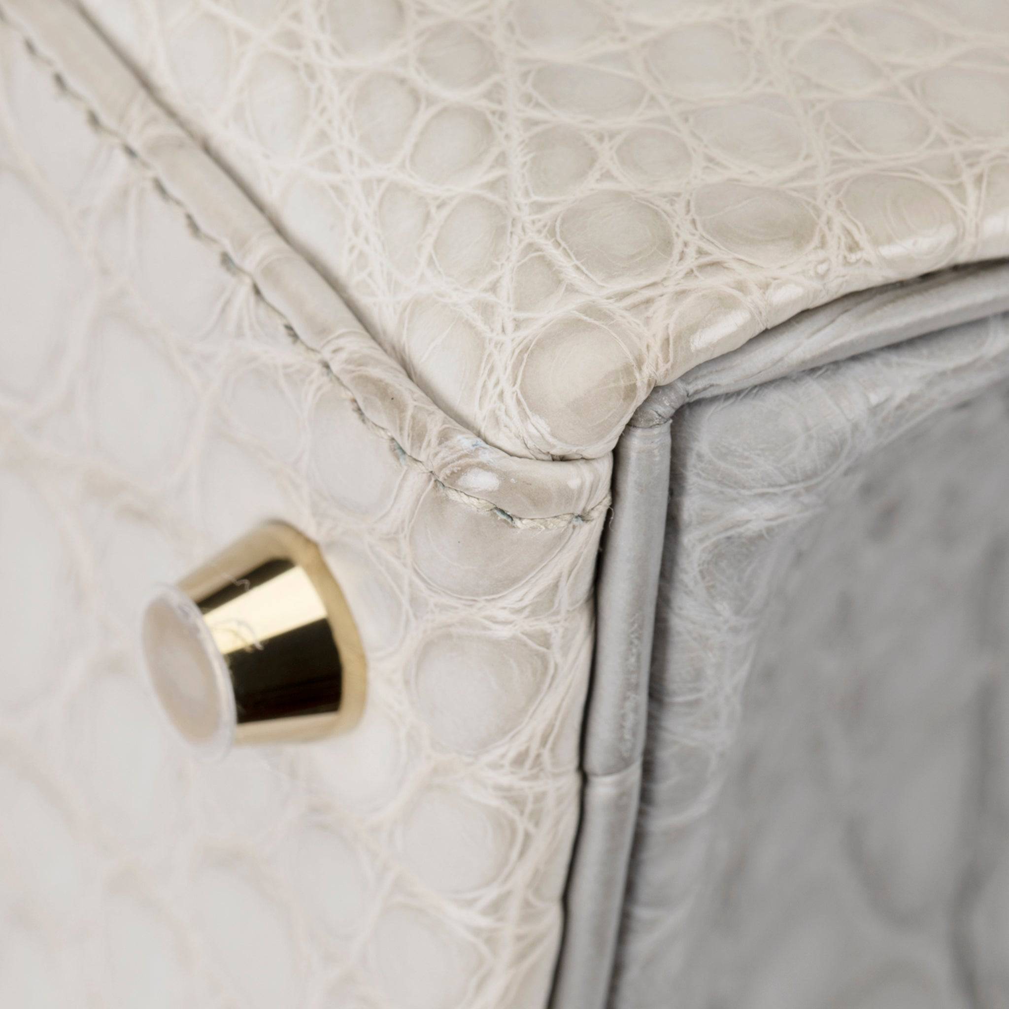 HERMES KELLY 28CM SPECIAL ORDER BETON & GRIS PERLE MATTE ALLIGATOR PERMABRASS HARDWARE - On Repeat