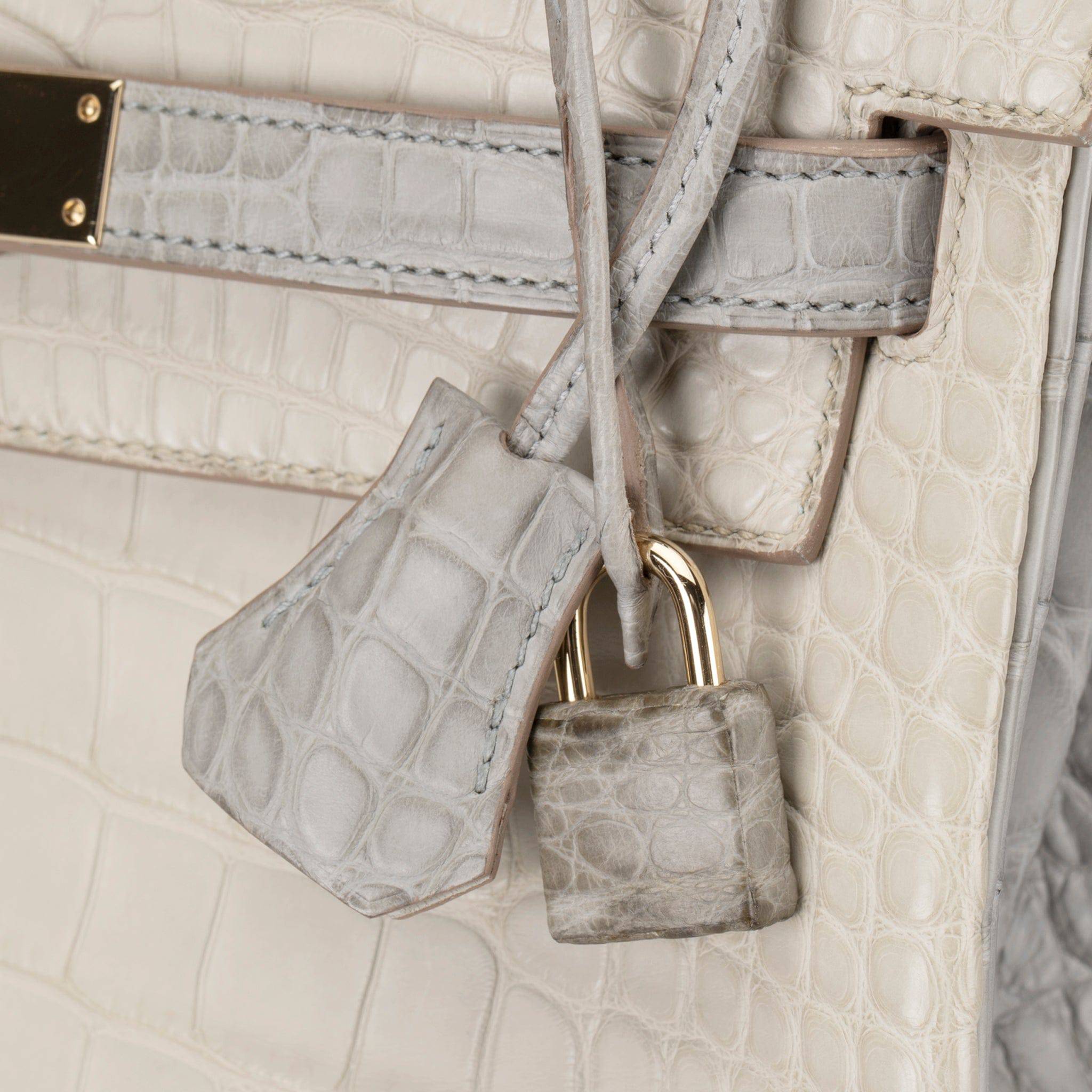 HERMES KELLY 28CM SPECIAL ORDER BETON & GRIS PERLE MATTE ALLIGATOR PERMABRASS HARDWARE - On Repeat