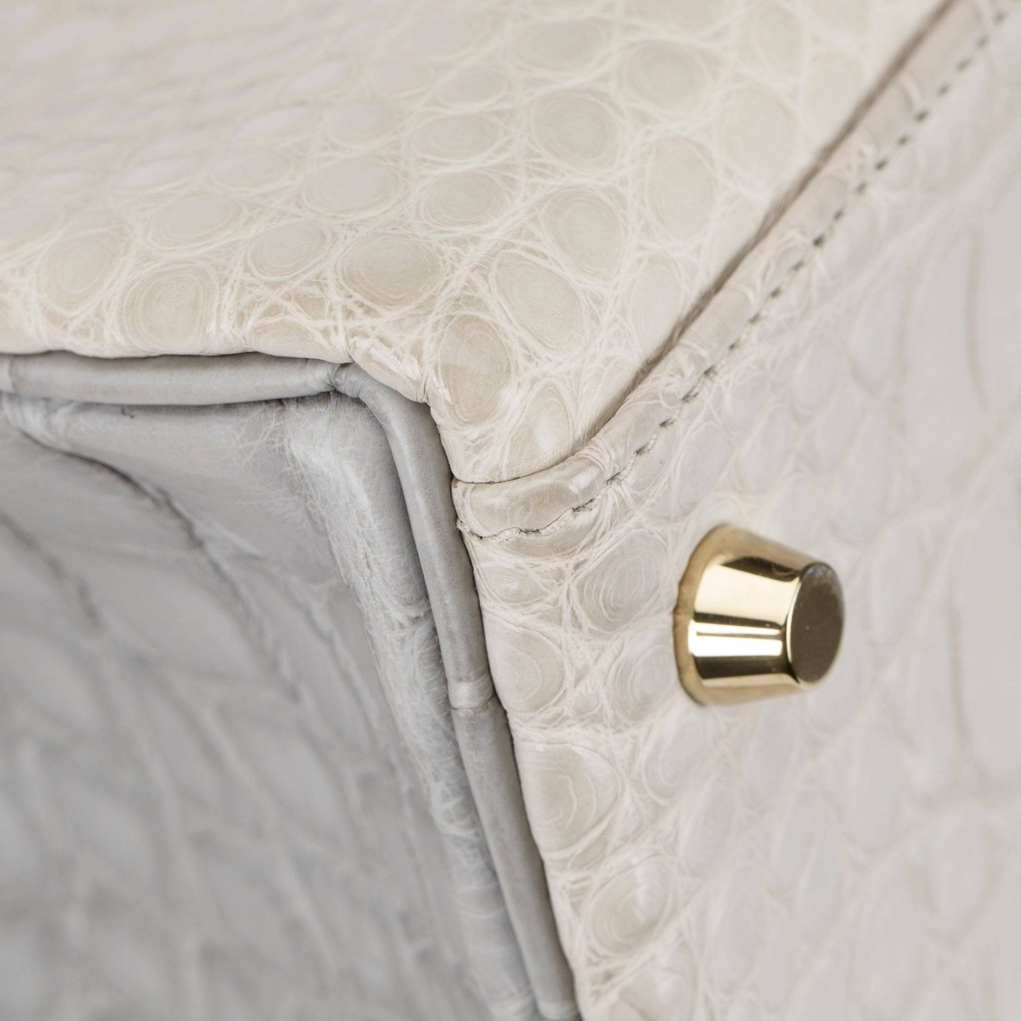 HERMES KELLY 28CM SPECIAL ORDER BETON & GRIS PERLE MATTE ALLIGATOR PERMABRASS HARDWARE - On Repeat