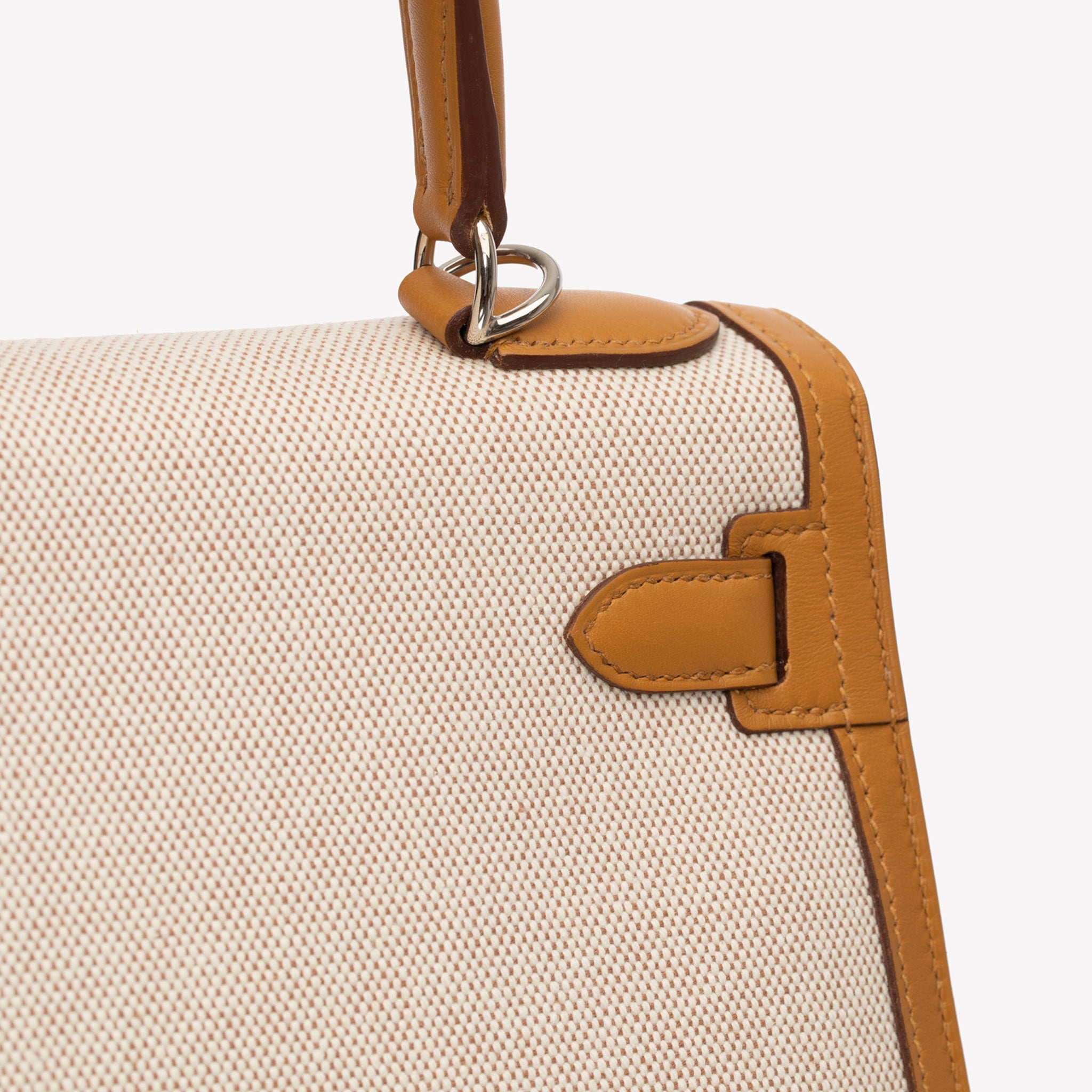 HERMES KELLY 28CM SESAME SWIFT LEATHER, TOILE & PALLADIUM HARDWARE - On Repeat
