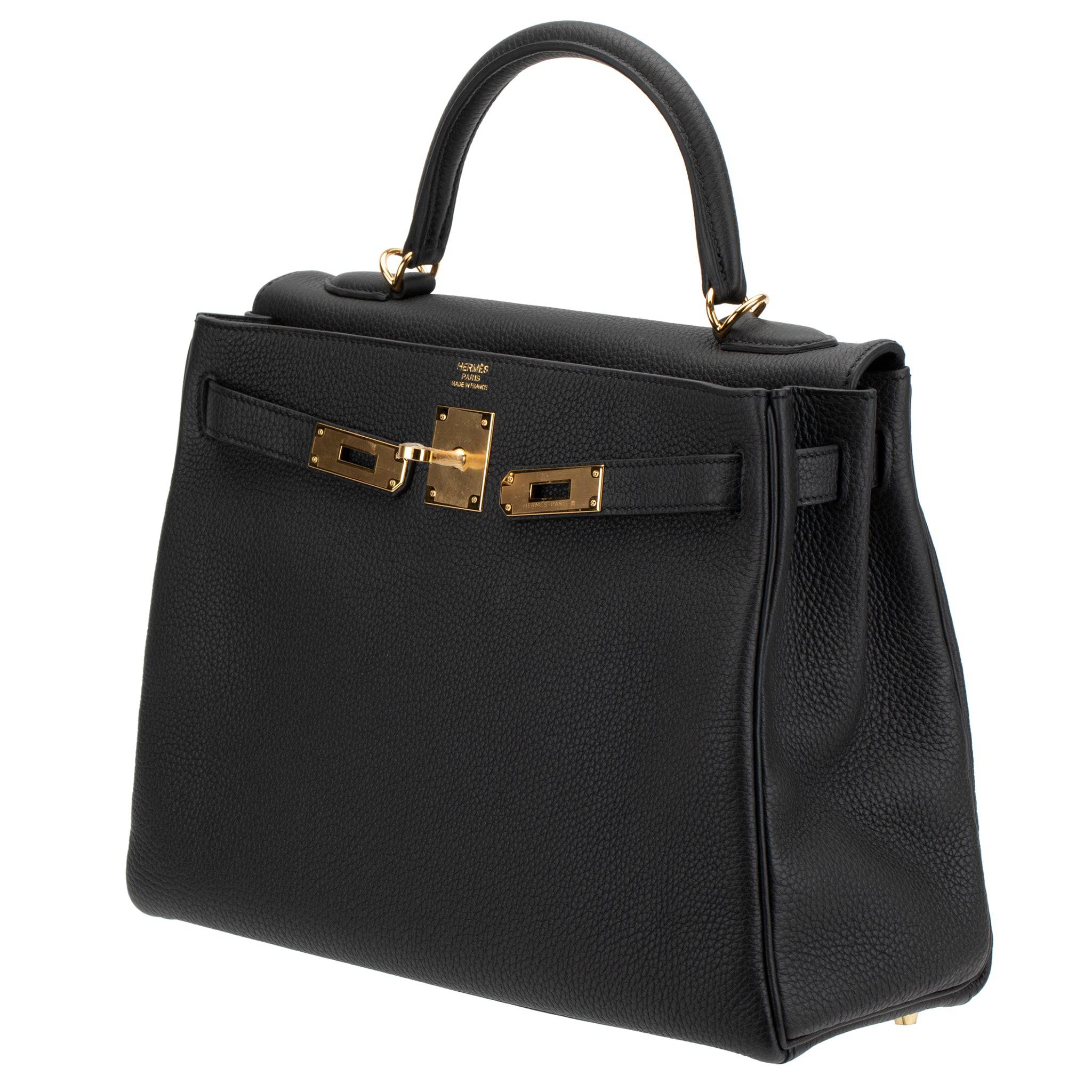 HERMES KELLY 32CM RETOURNE BLACK TOGO LEATHER GOLD HARDWARE - On Repeat
