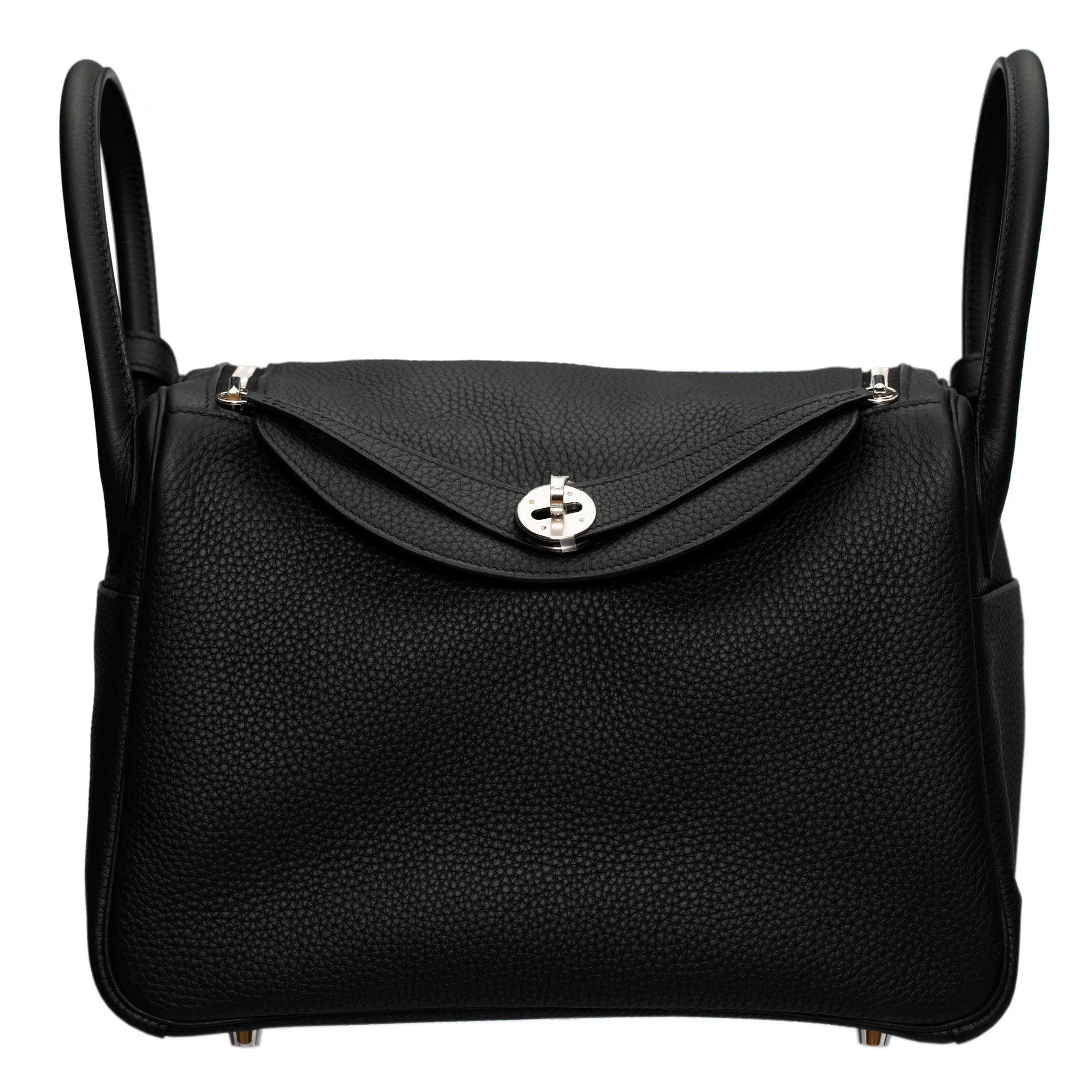 HERMES LINDY 30CM BLACK CLEMENCE LEATHER PALLADIUM HARDWARE - On Repeat