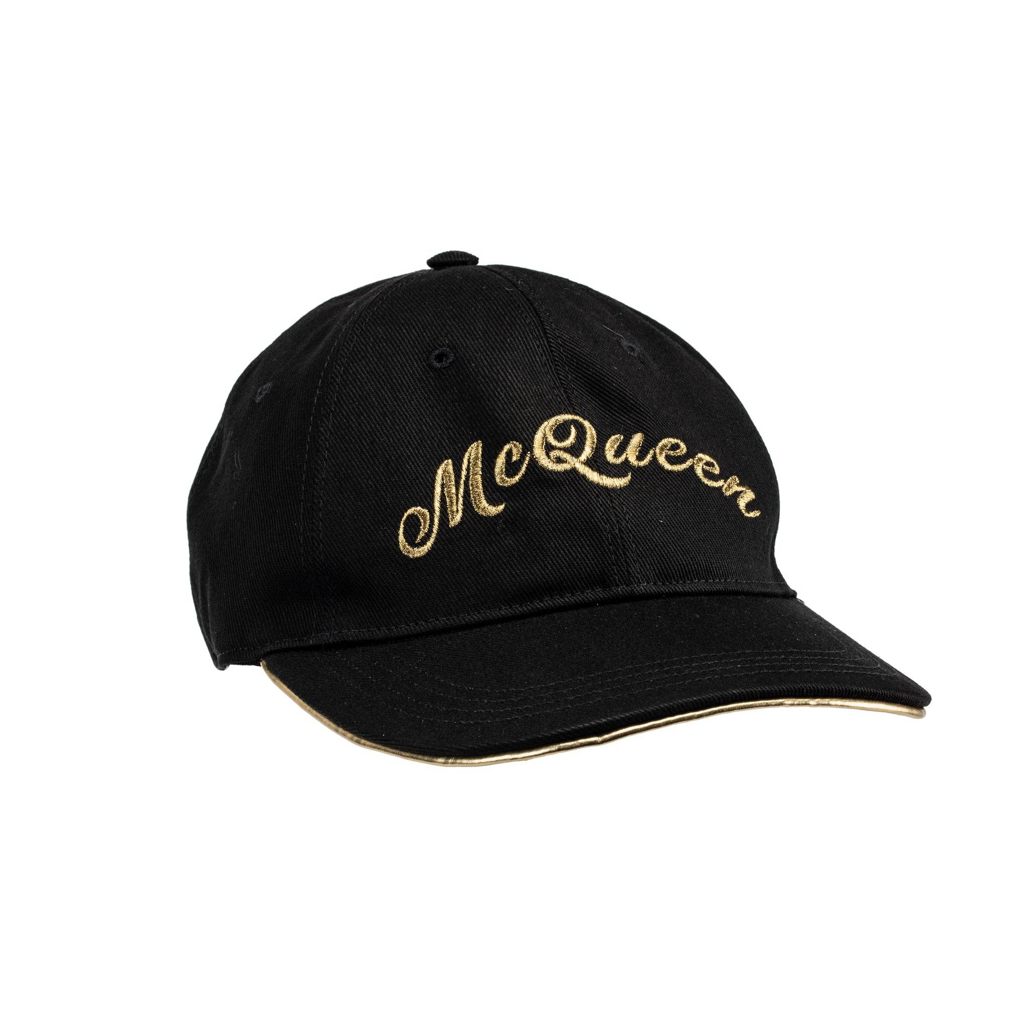 ALEXANDER MCQUEEN EMBROIDERED CAP BLACK AND GOLD - On Repeat