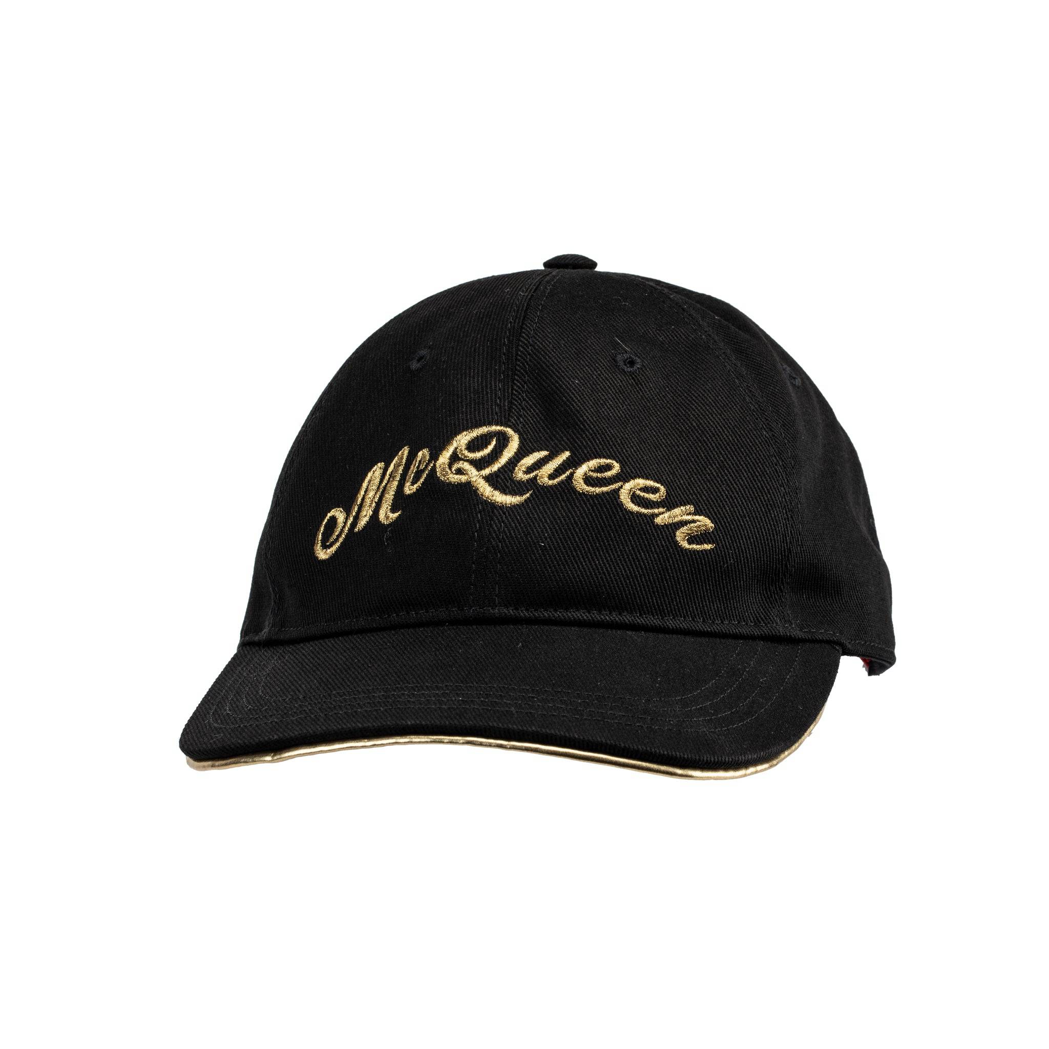 ALEXANDER MCQUEEN EMBROIDERED CAP BLACK AND GOLD - On Repeat