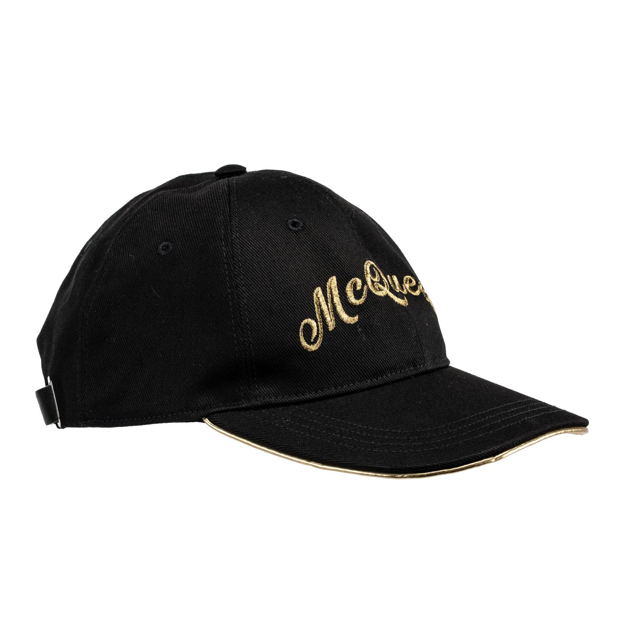 ALEXANDER MCQUEEN EMBROIDERED CAP BLACK AND GOLD - On Repeat