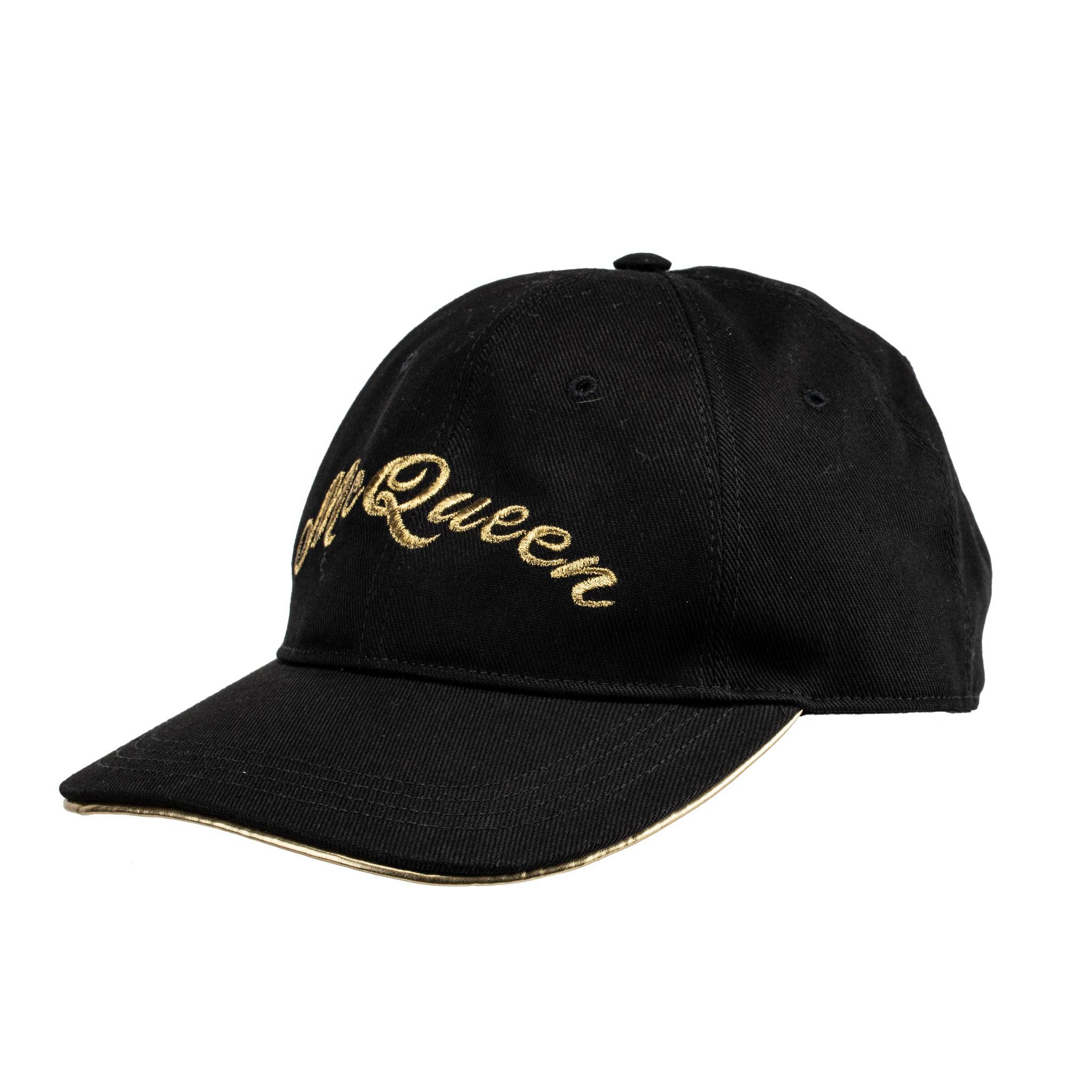 ALEXANDER MCQUEEN EMBROIDERED CAP BLACK AND GOLD - On Repeat