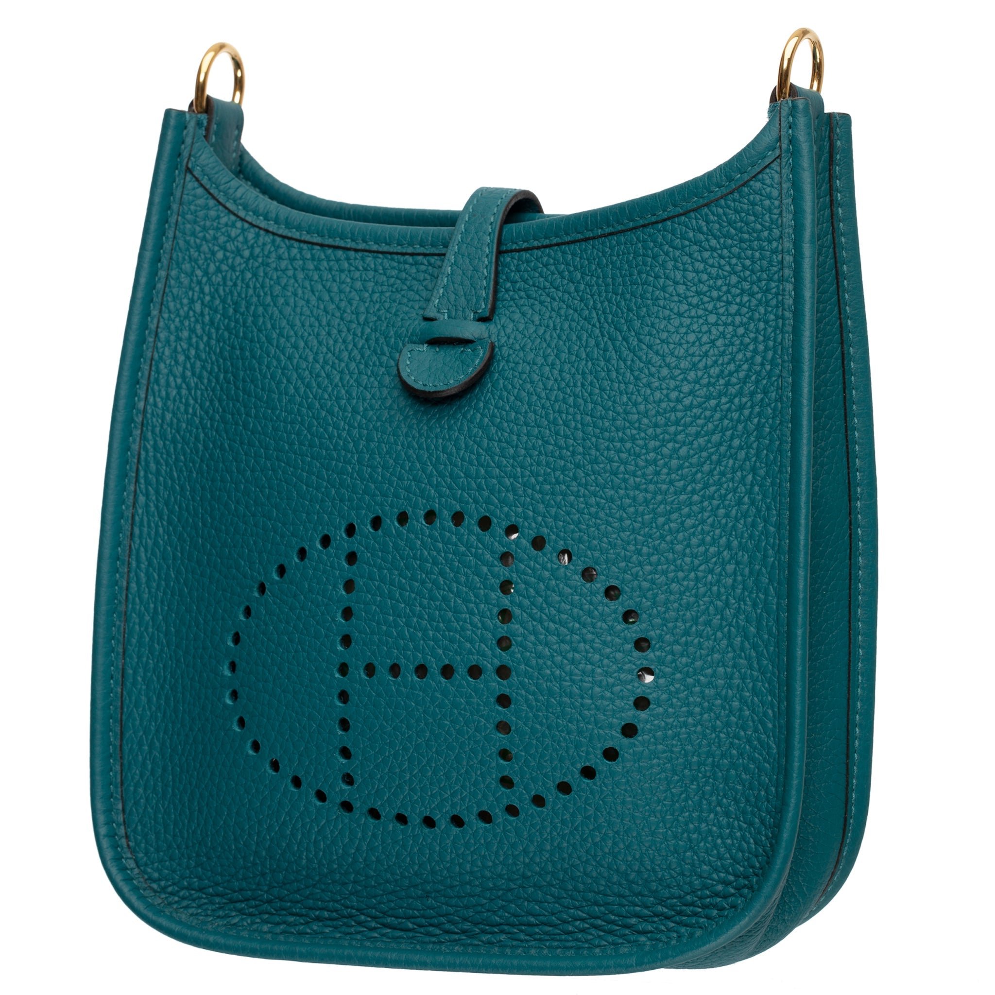 HERMES EVELYNE 16CM VERT BOSPHORE CLEMENCE LEATHER GOLD HARDWARE - On Repeat