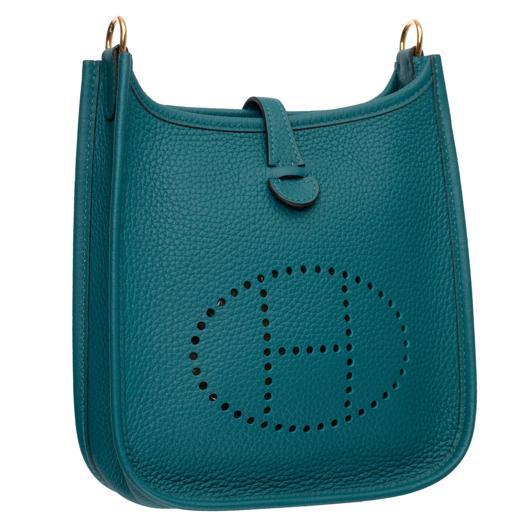 HERMES EVELYNE 16CM VERT BOSPHORE CLEMENCE LEATHER GOLD HARDWARE - On Repeat