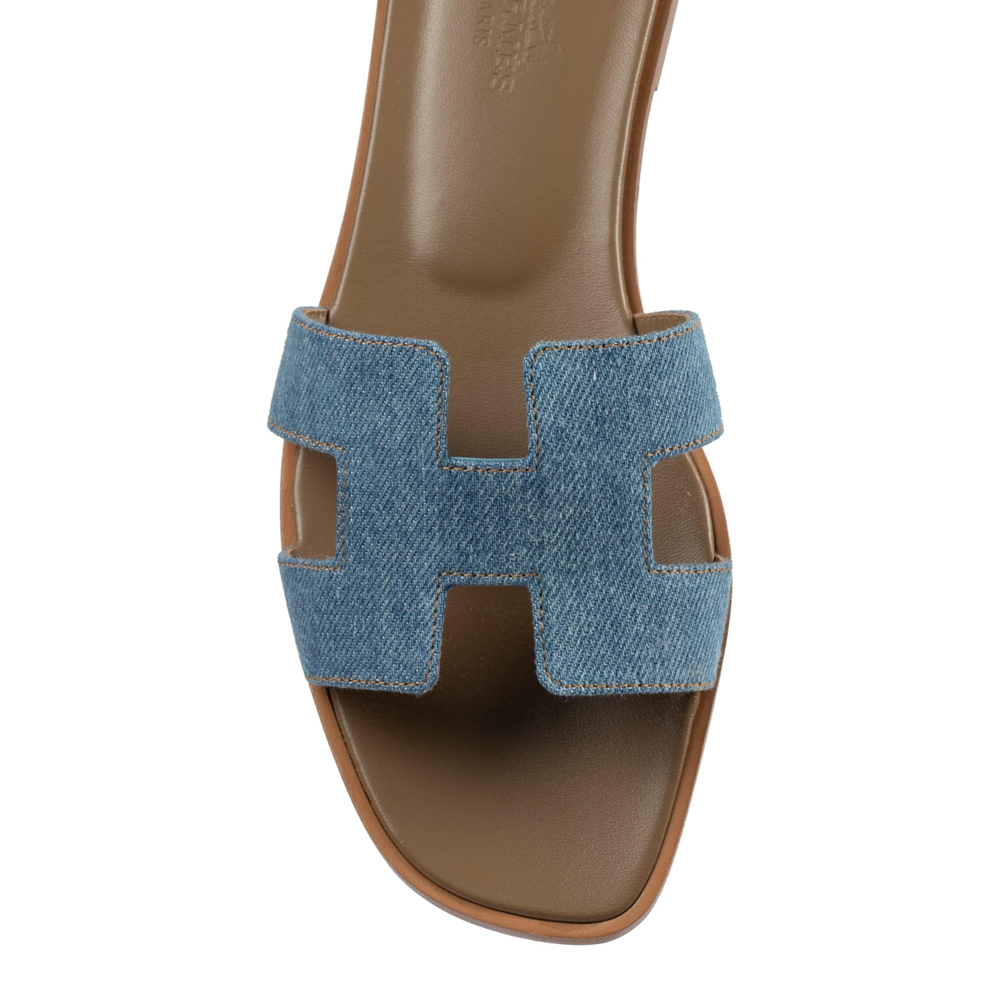 HERMES ORAN SANDAL GOLD & INDIGO DENIM - On Repeat