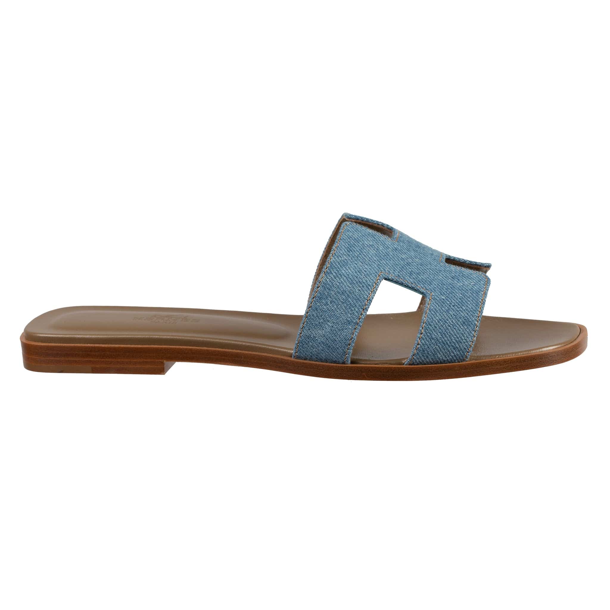 HERMES ORAN SANDAL GOLD & INDIGO DENIM - On Repeat