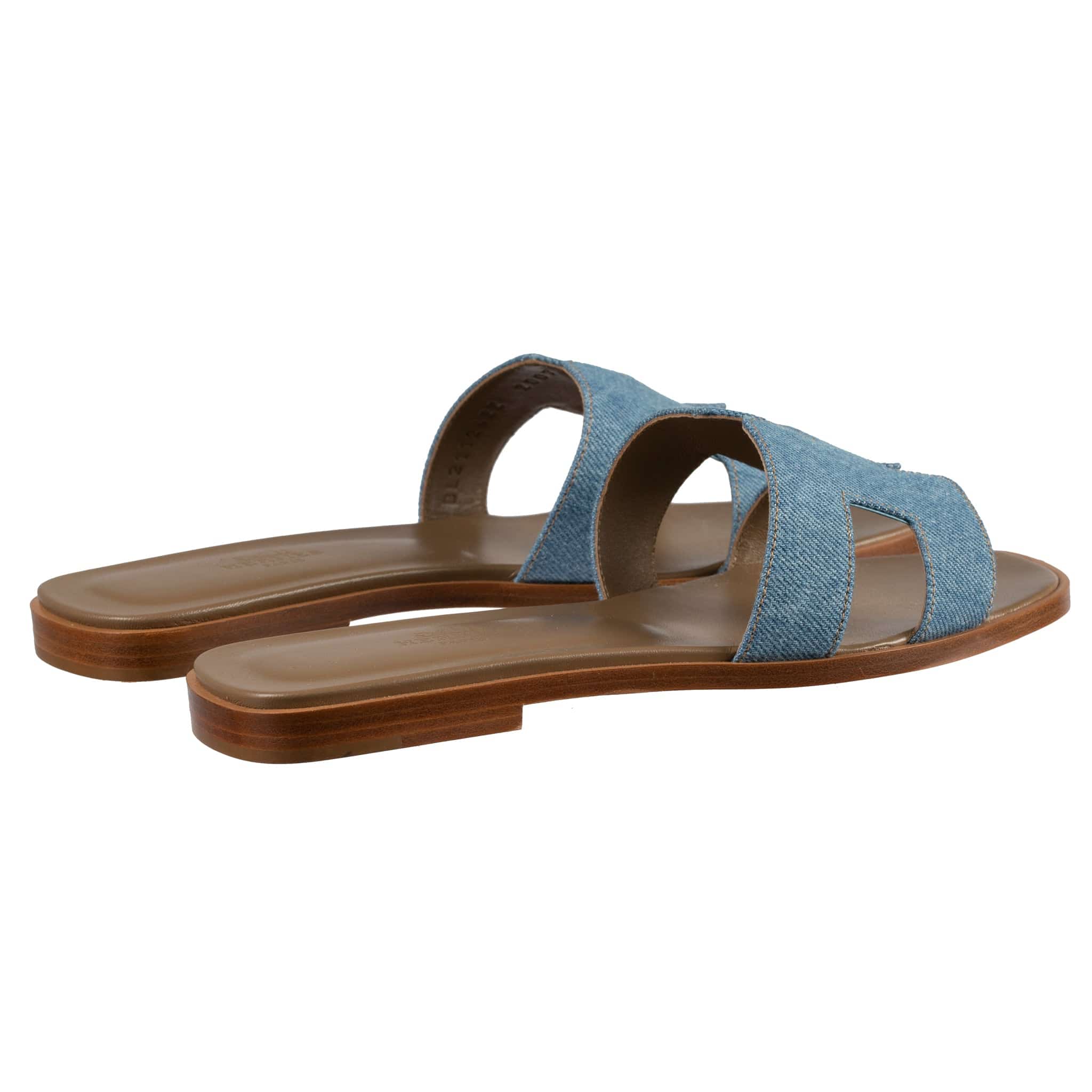 HERMES ORAN SANDAL GOLD & INDIGO DENIM - On Repeat
