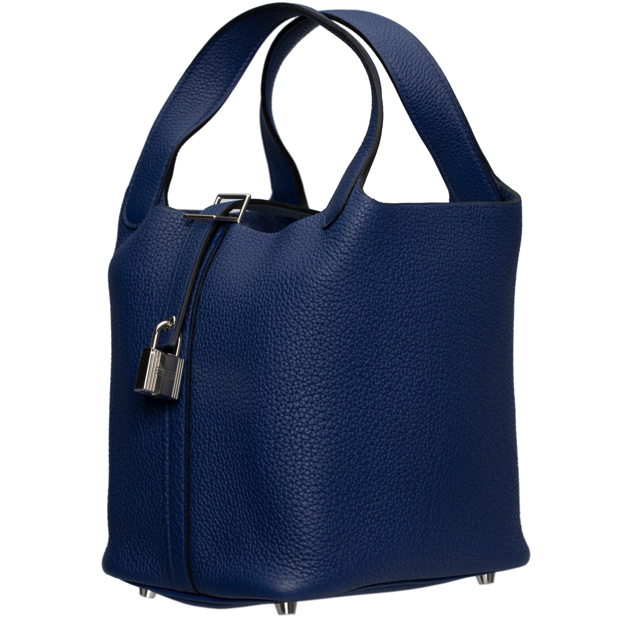 HERMES PICOTIN 18CM BLUE SAPHIR MAURICE LEATHER PALLADIUM HARDWARE - On Repeat