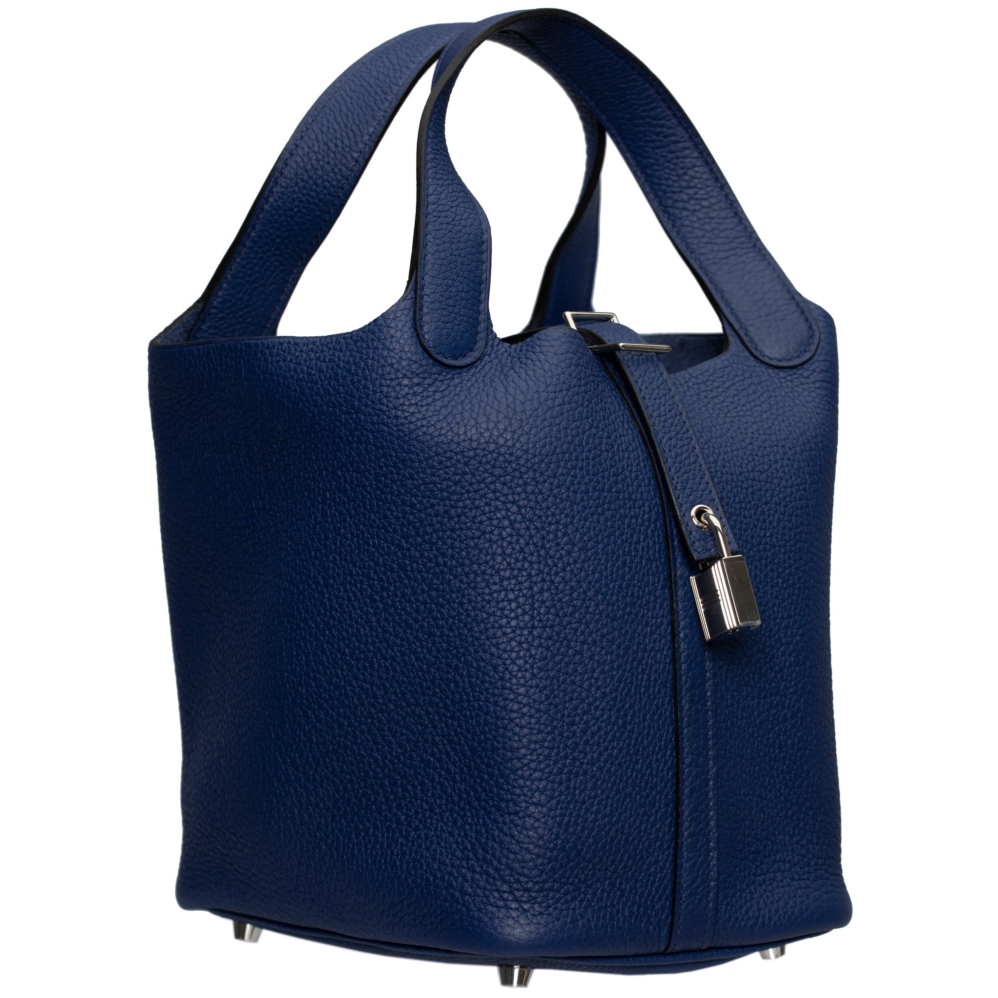 HERMES PICOTIN 18CM BLUE SAPHIR MAURICE LEATHER PALLADIUM HARDWARE - On Repeat