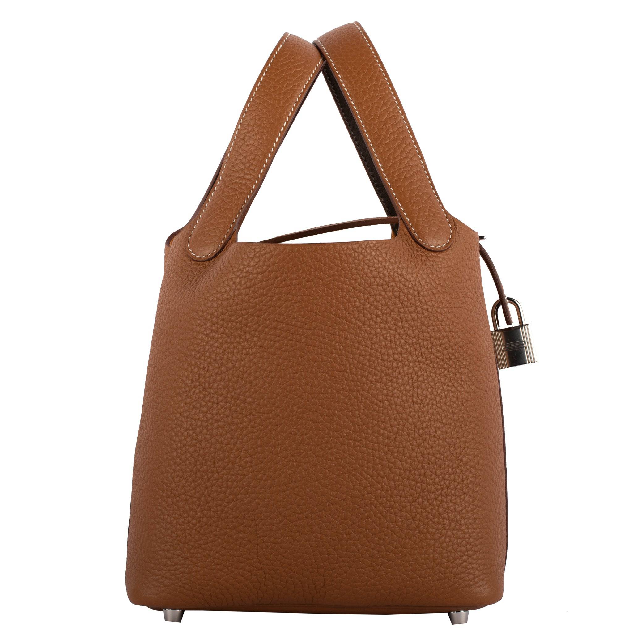 HERMES PICOTIN 18CM GOLD & EBENE CLEMENCE & SWIFT LEATHER PALLADIUM HARDWARE - On Repeat