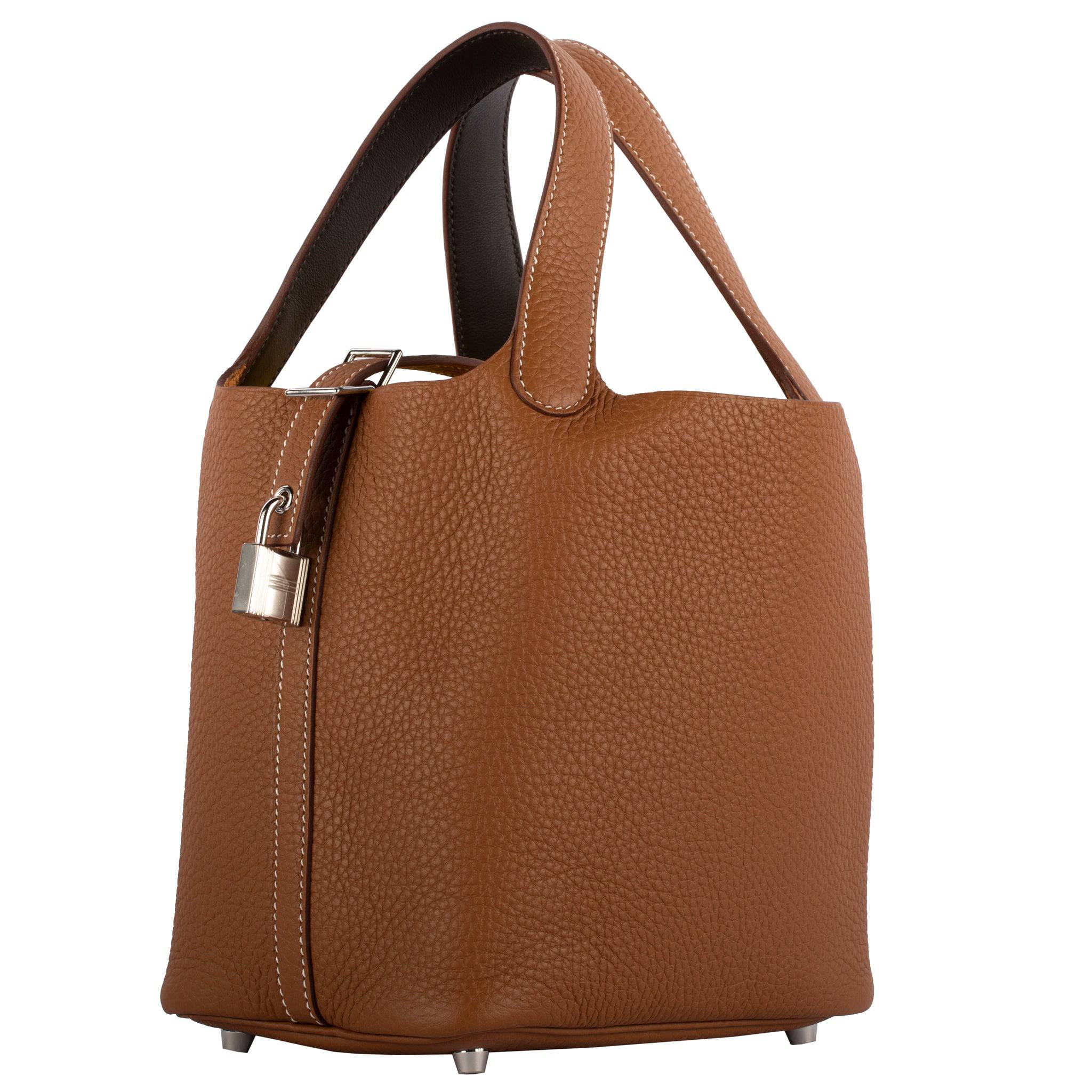 HERMES PICOTIN 18CM GOLD & EBENE CLEMENCE & SWIFT LEATHER PALLADIUM HARDWARE - On Repeat