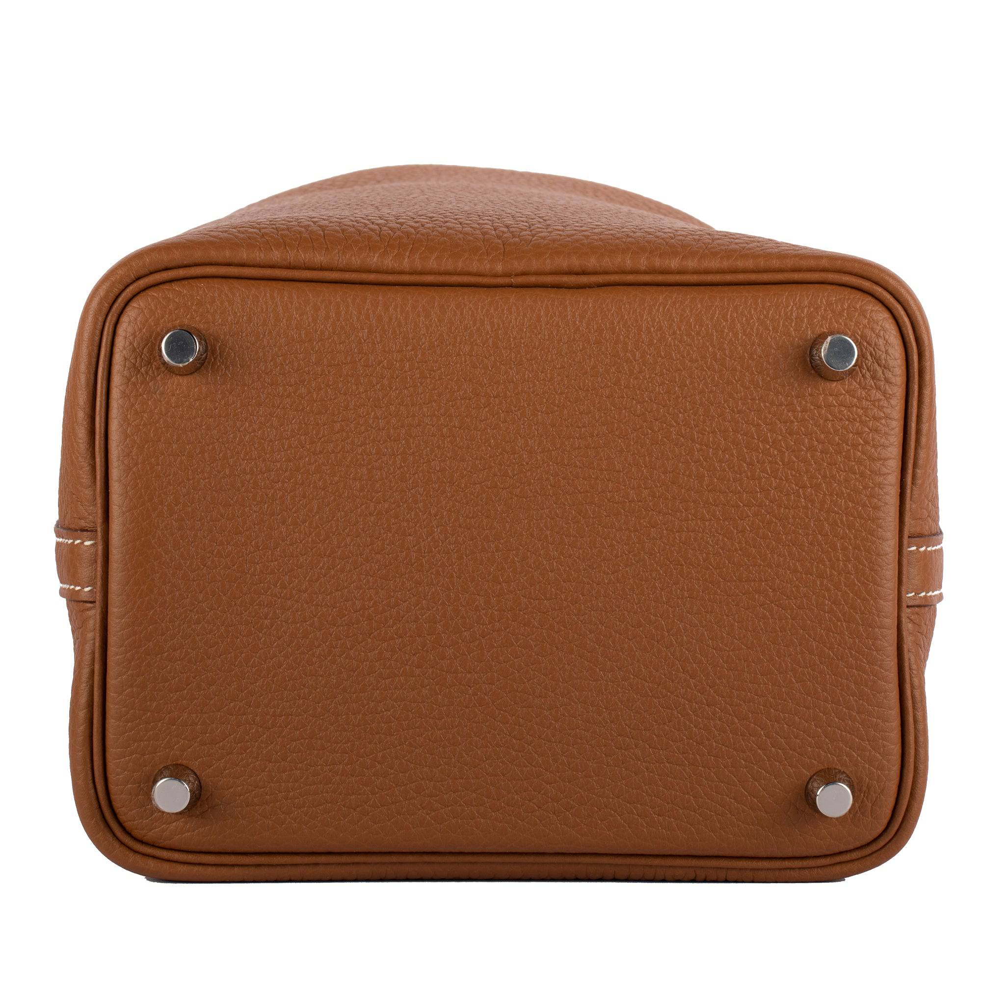 HERMES PICOTIN 18CM GOLD & EBENE CLEMENCE & SWIFT LEATHER PALLADIUM HARDWARE - On Repeat