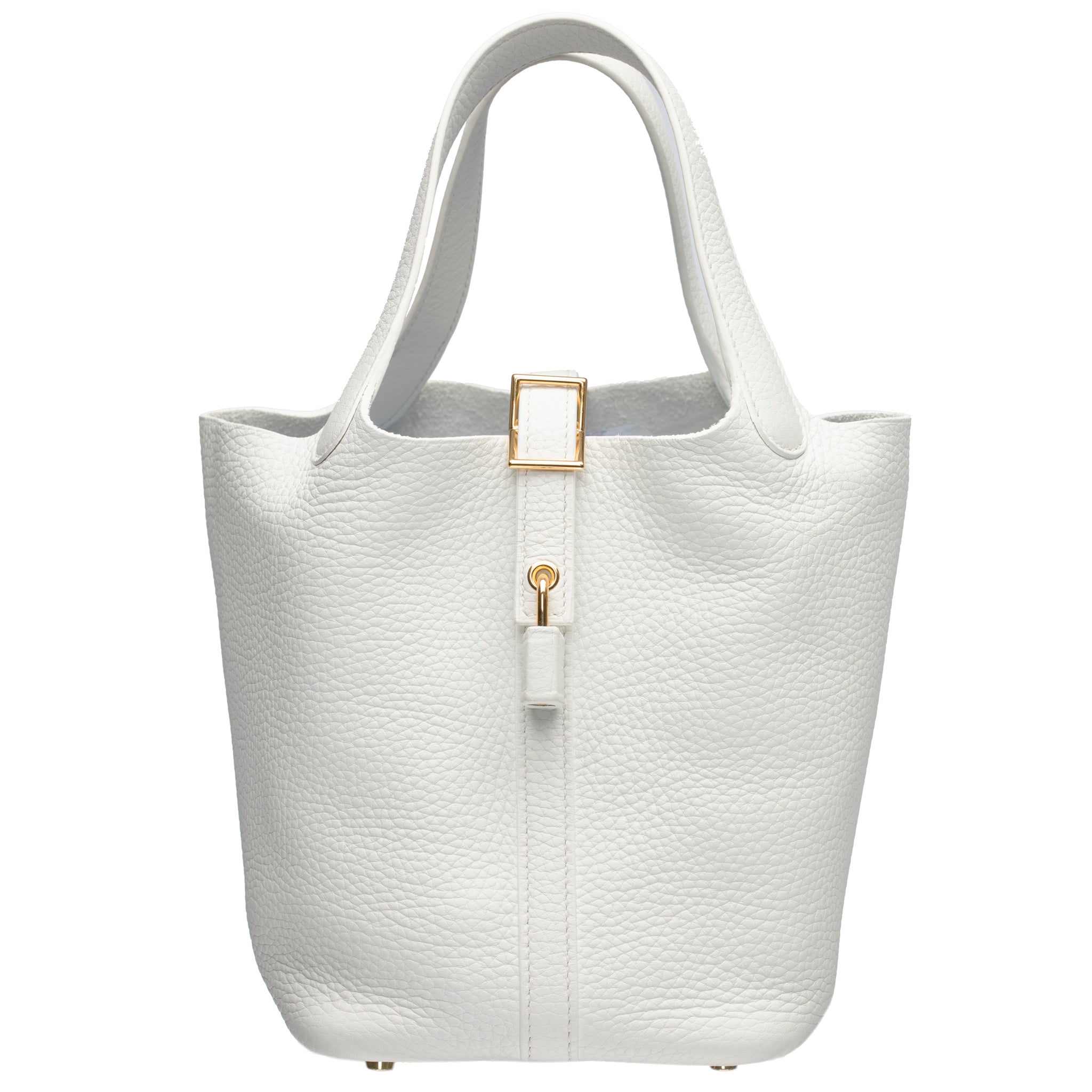 HERMES PICOTIN 18CM WHITE CLEMENCE LEATHER GOLD HARDWARE - On Repeat