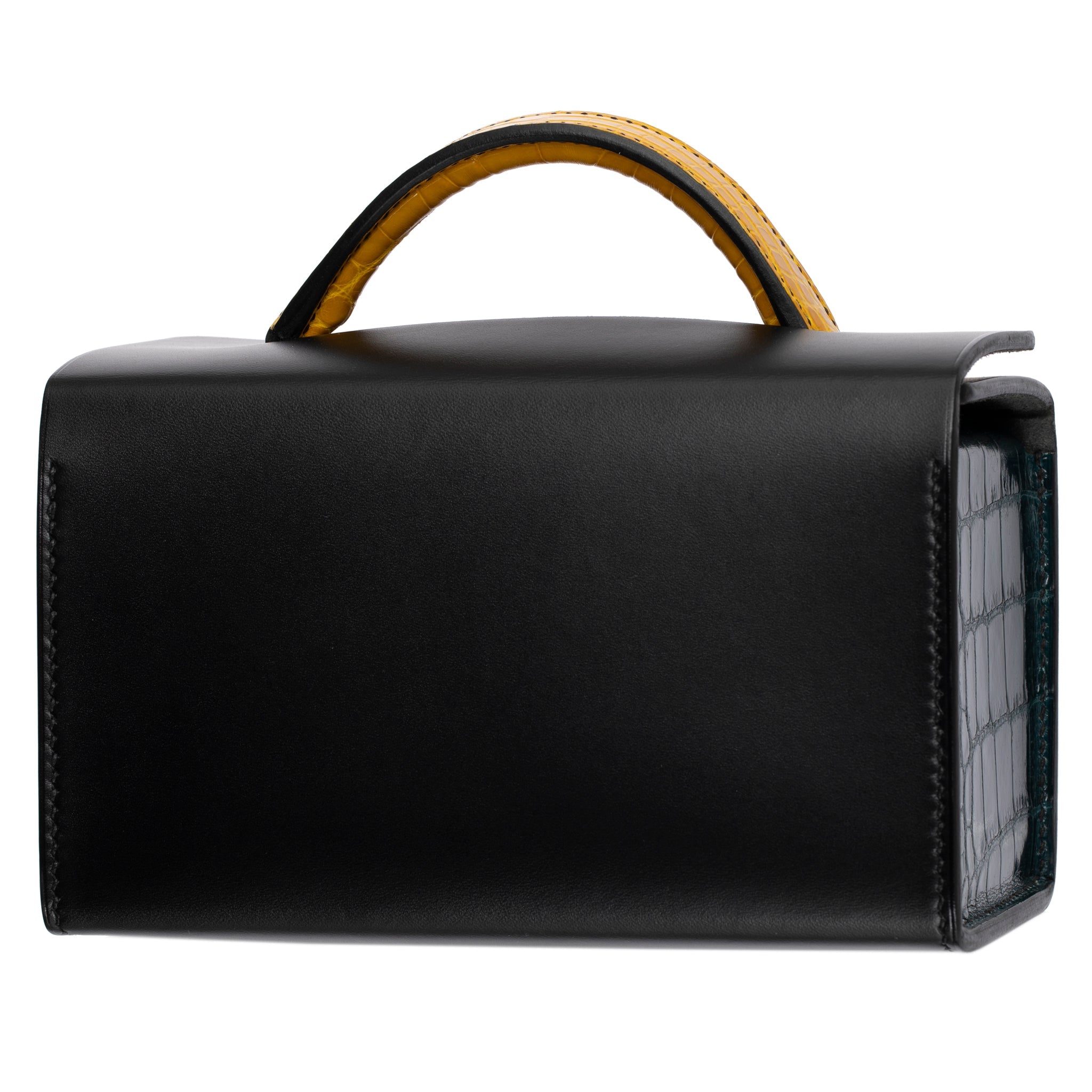 HERMES PETIT H LIMITED EDITION HANDBAG JAUNE AMBER, BORDEAUX & COLVERT SO BLACK HARDWARE - On Repeat