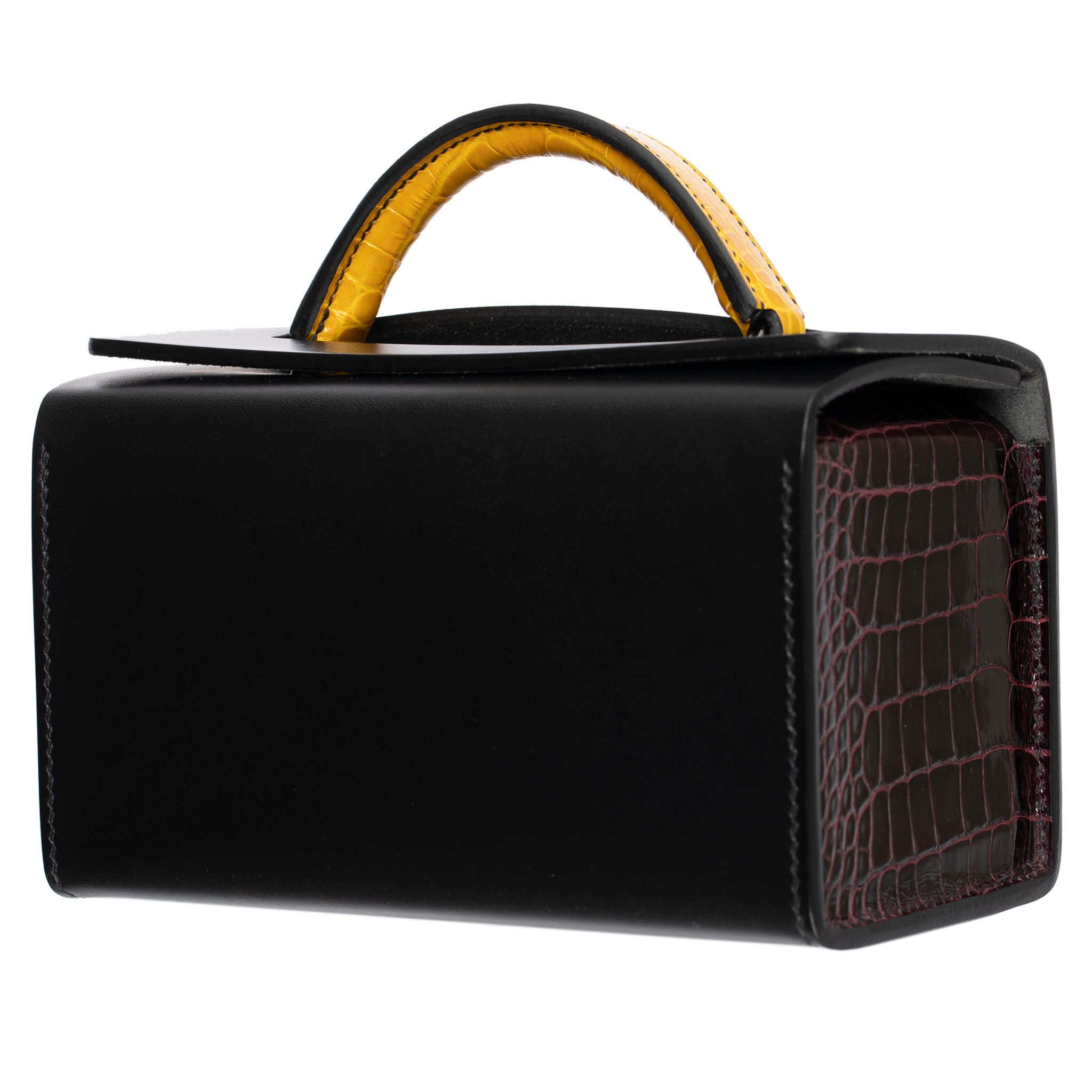 HERMES PETIT H LIMITED EDITION HANDBAG JAUNE AMBER, BORDEAUX & COLVERT SO BLACK HARDWARE - On Repeat