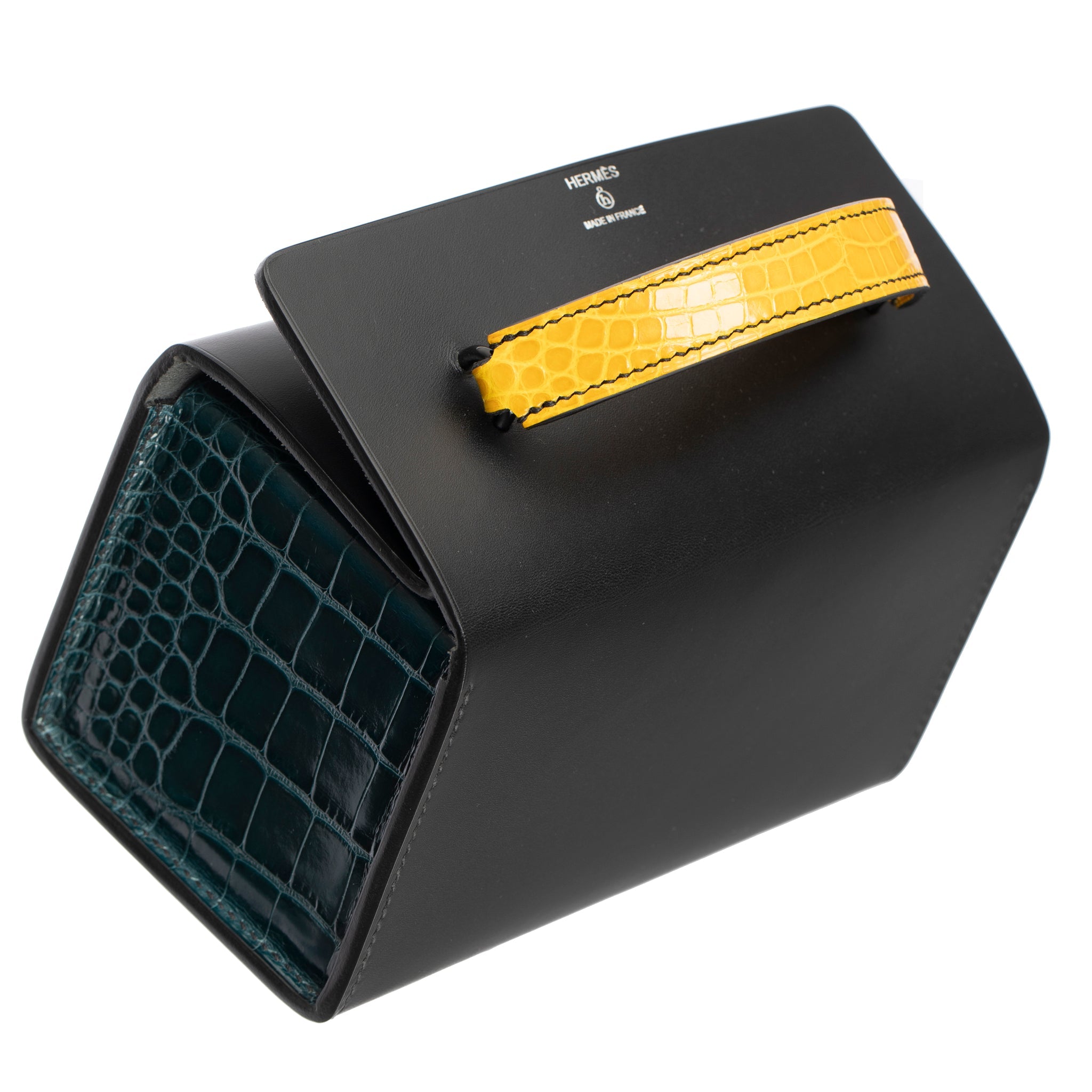 HERMES PETIT H LIMITED EDITION HANDBAG JAUNE AMBER, BORDEAUX & COLVERT SO BLACK HARDWARE - On Repeat