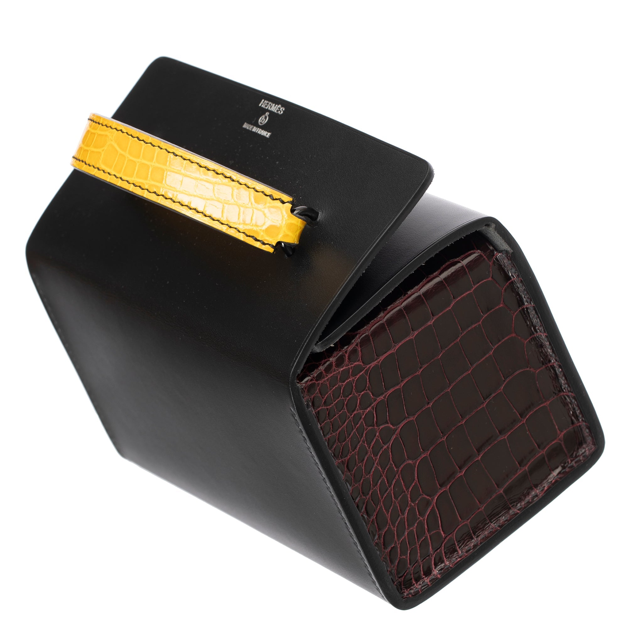 HERMES PETIT H LIMITED EDITION HANDBAG JAUNE AMBER, BORDEAUX & COLVERT SO BLACK HARDWARE - On Repeat