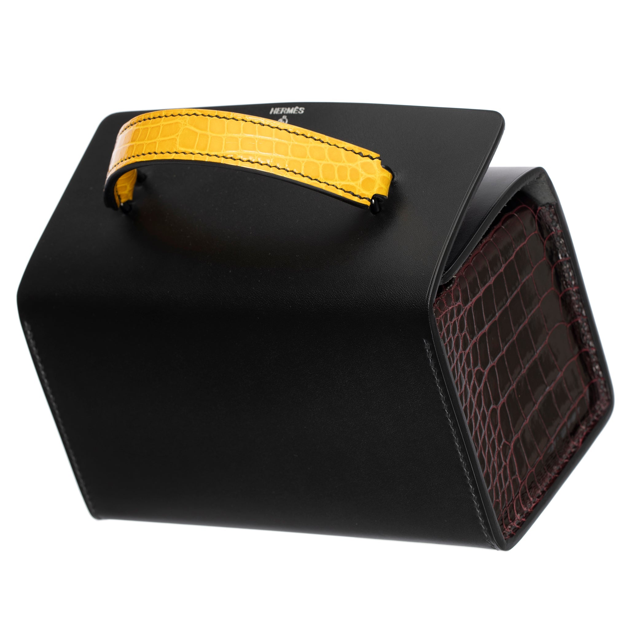 HERMES PETIT H LIMITED EDITION HANDBAG JAUNE AMBER, BORDEAUX & COLVERT SO BLACK HARDWARE - On Repeat