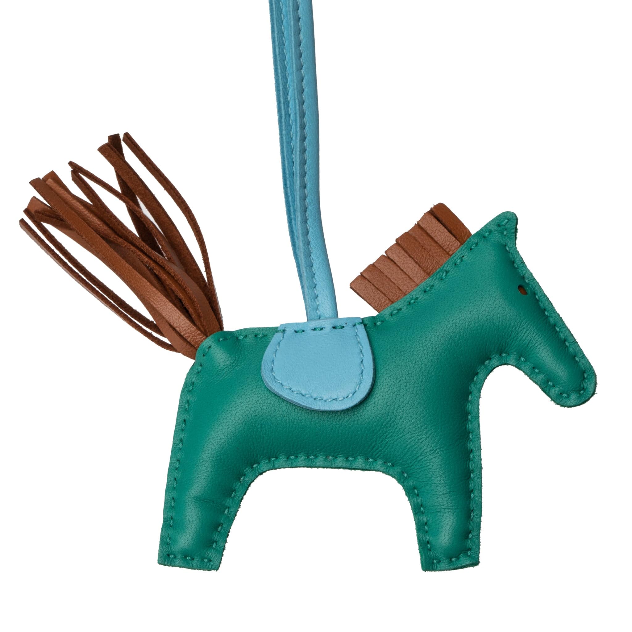 HERMES RODEO BAG CHARM PM VERT VERONE, CELESTE & GOLD - On Repeat