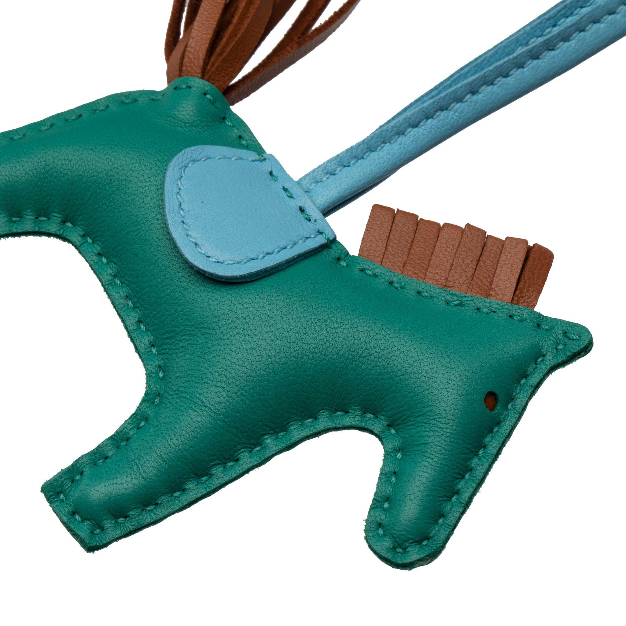 HERMES RODEO BAG CHARM PM VERT VERONE, CELESTE & GOLD - On Repeat