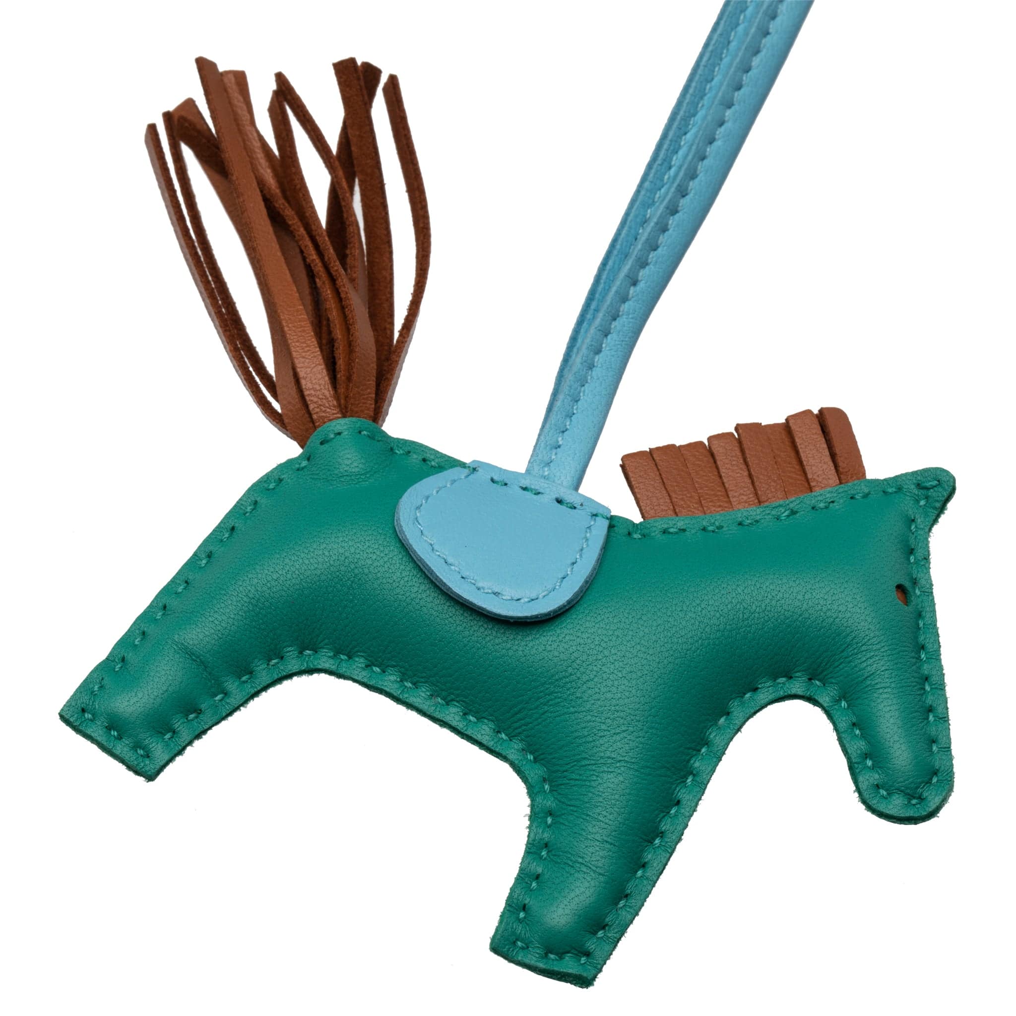 HERMES RODEO BAG CHARM PM VERT VERONE, CELESTE & GOLD - On Repeat