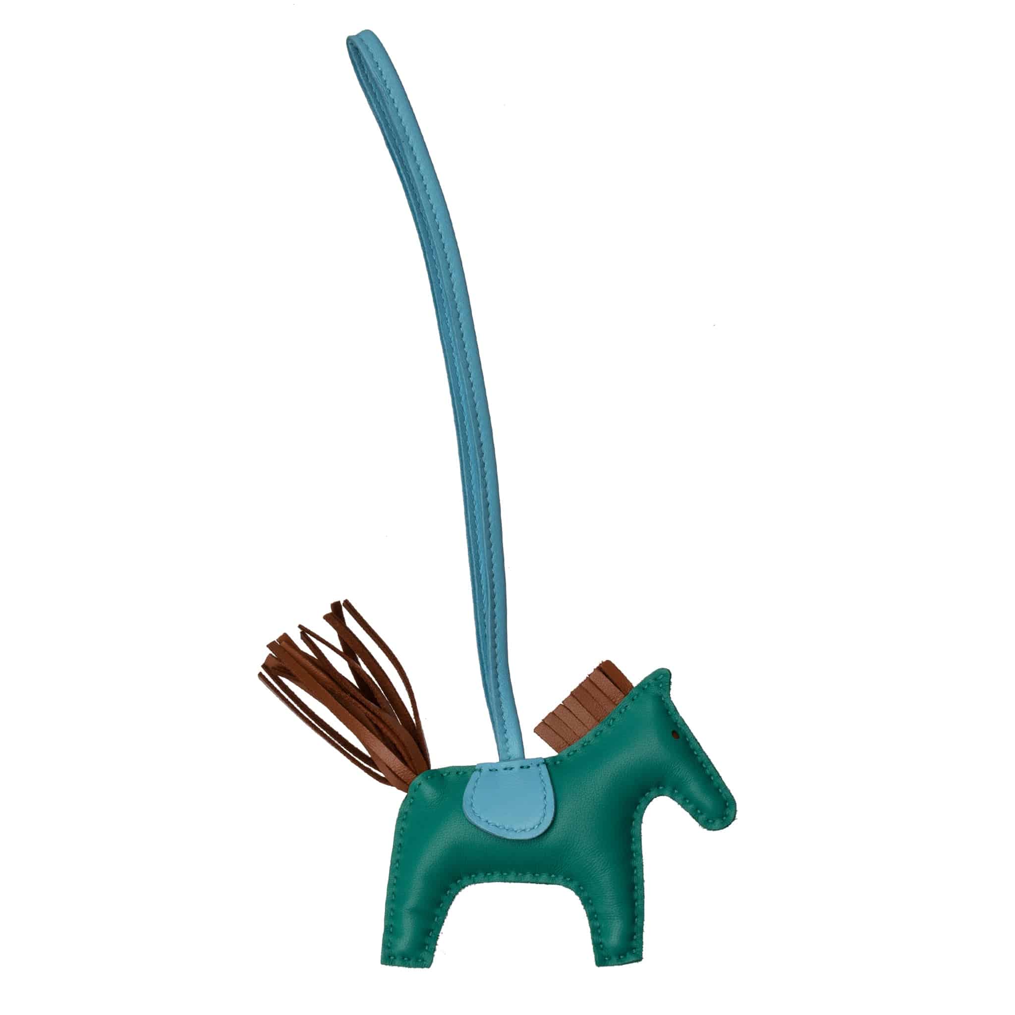 HERMES RODEO BAG CHARM PM VERT VERONE, CELESTE & GOLD - On Repeat