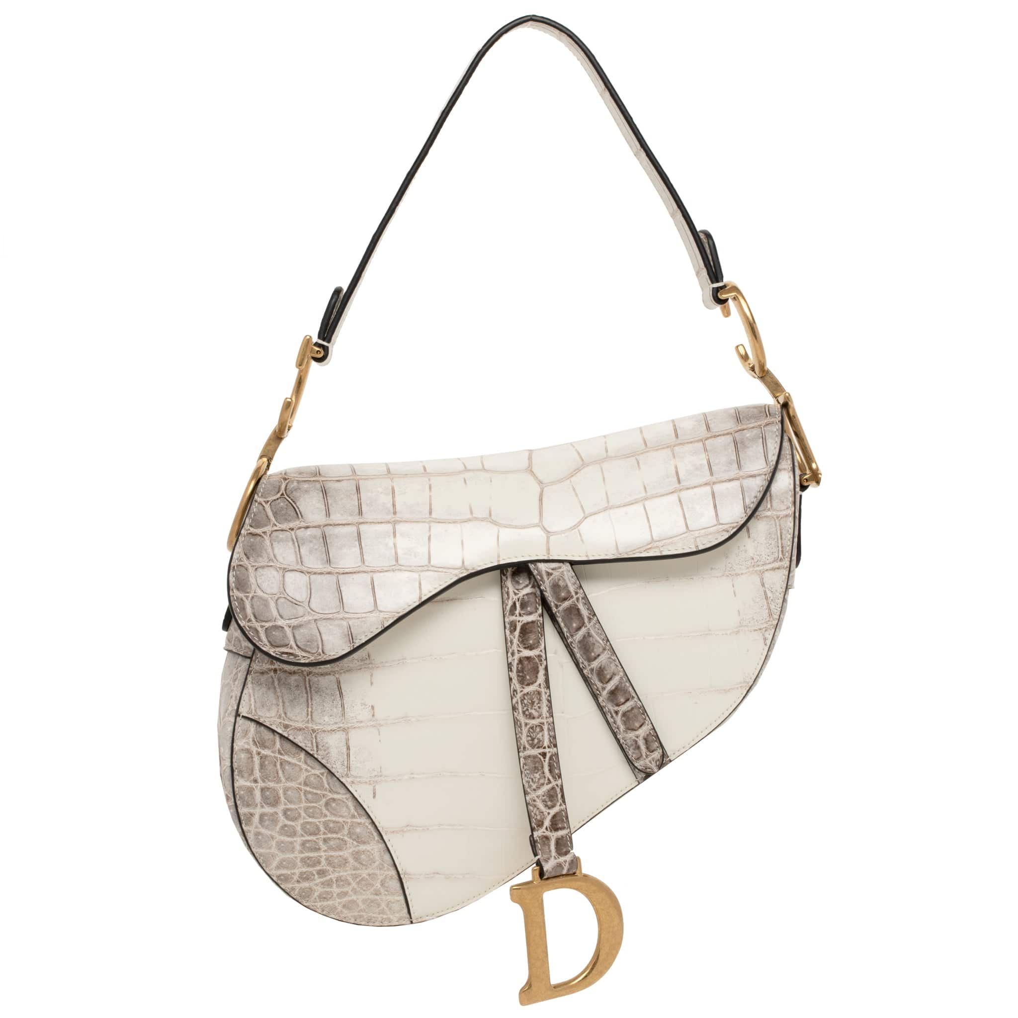 CHRISTIAN DIOR MEDIUM SADDLE BAG MATTE BLANC CASSE CROCODILE GOLD TONE HARDWARE - On Repeat
