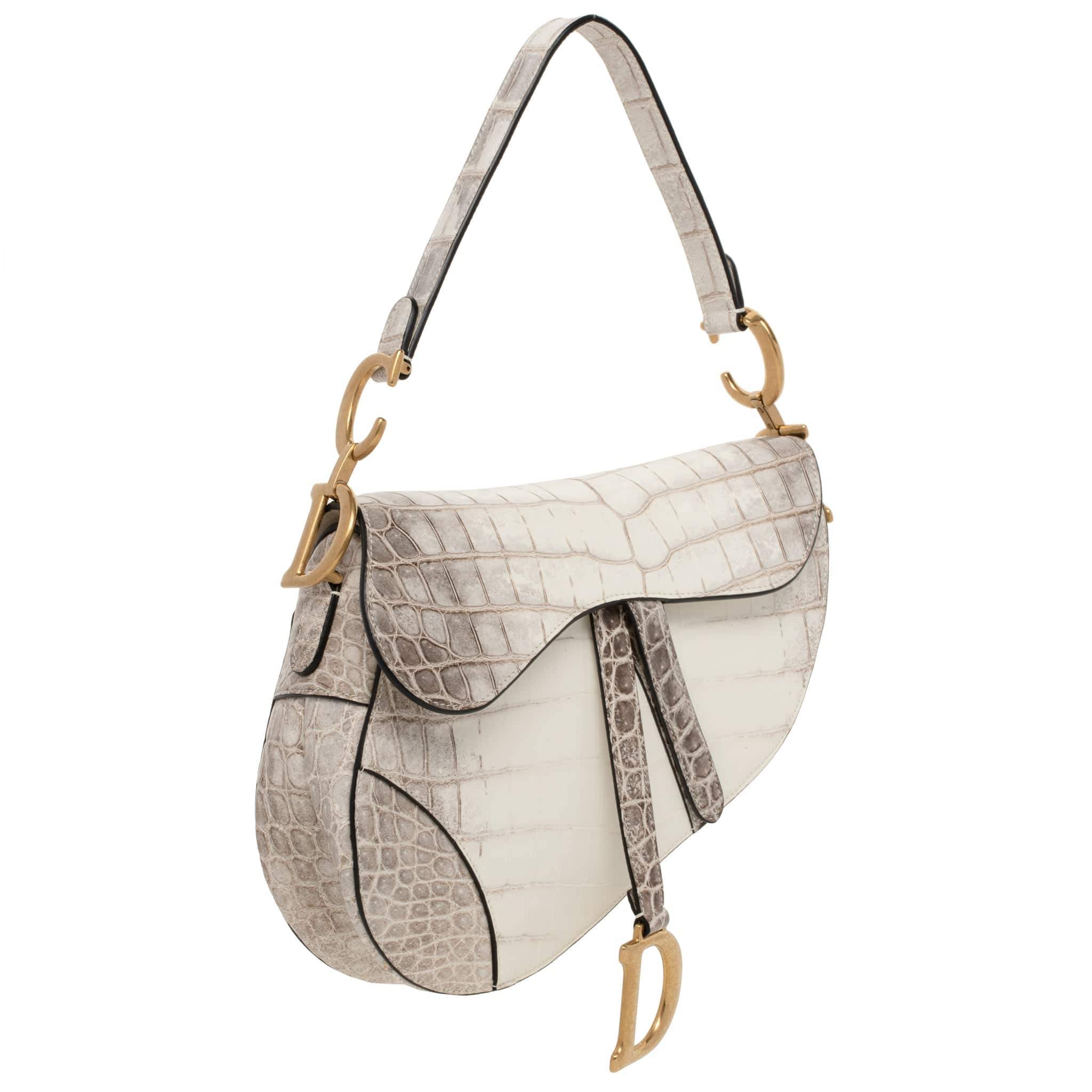 CHRISTIAN DIOR MEDIUM SADDLE BAG MATTE BLANC CASSE CROCODILE GOLD TONE HARDWARE - On Repeat