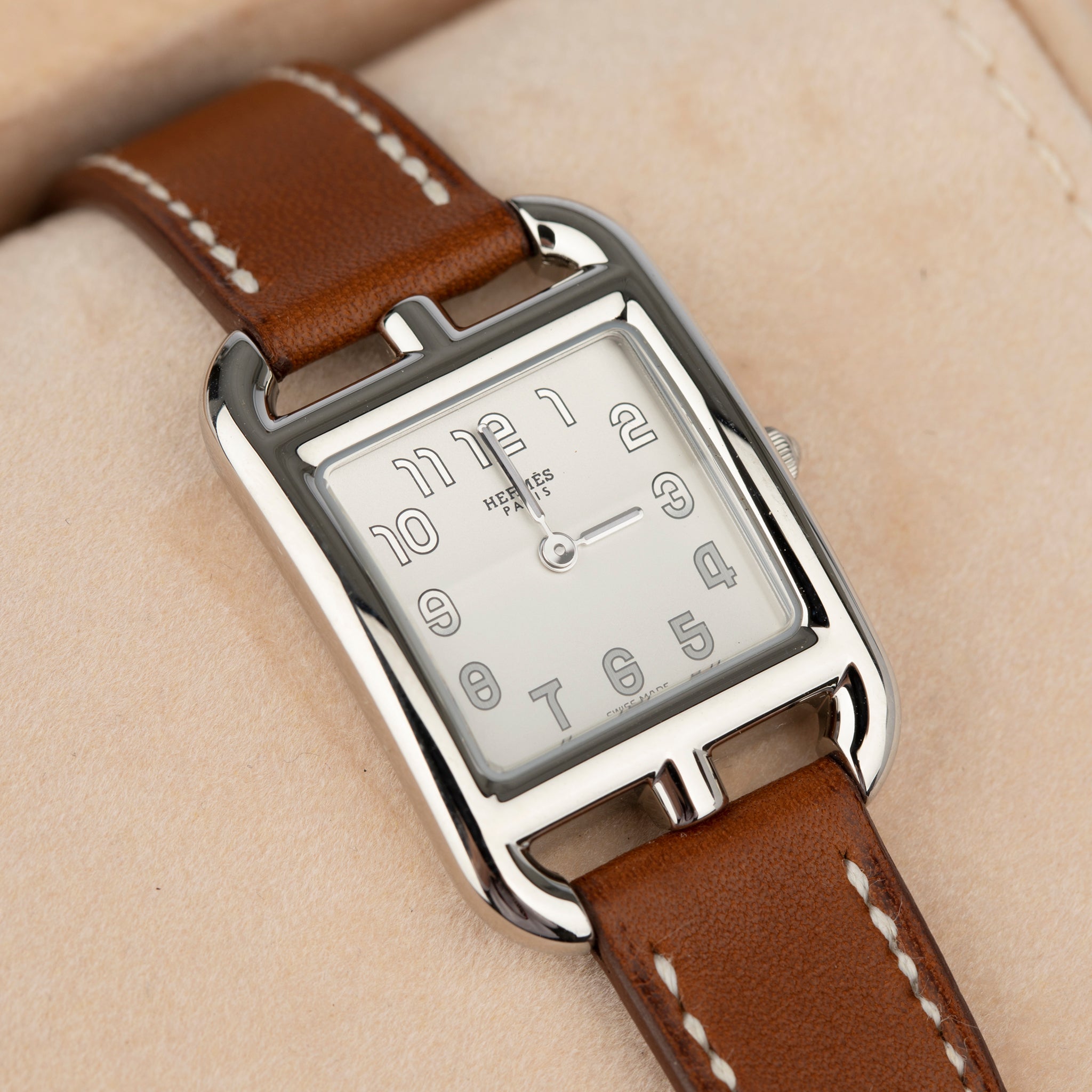 Hermes Cape Cod Watch Double Tour Fauve Barenia Palladium Hardware - On Repeat