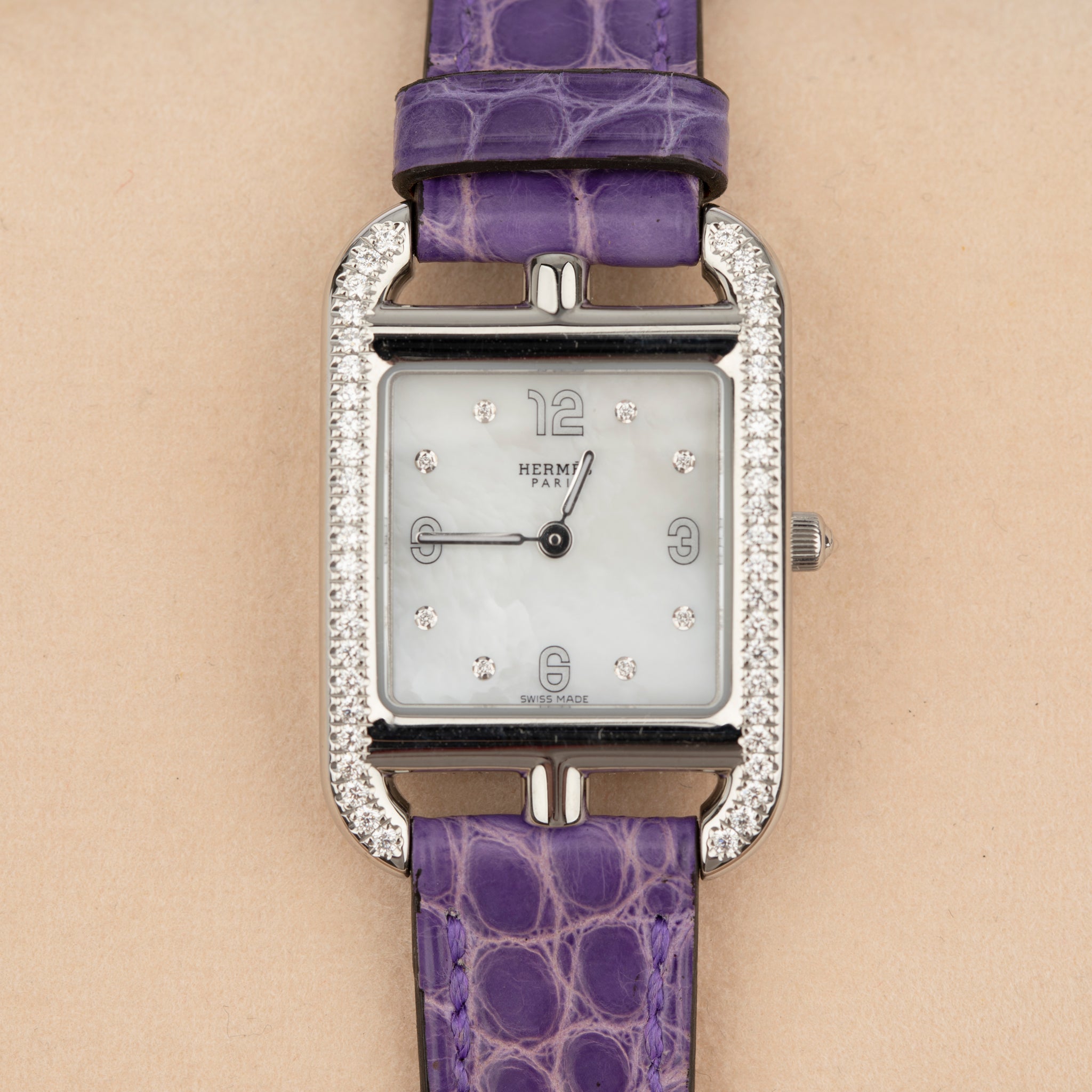 Hermes Cape Cod Diamond Violet Shiny Alligator Palladium Hardware - On Repeat