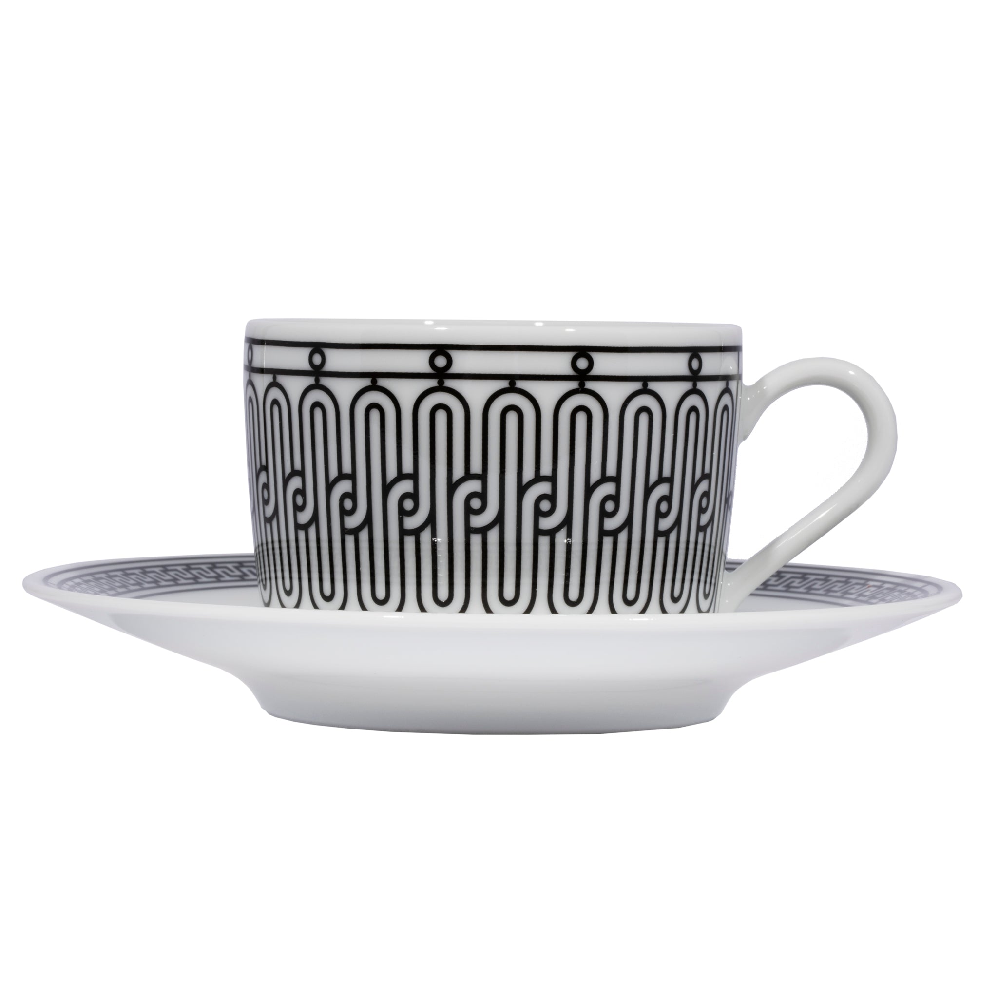 Hermes H Deco Coffee Cup & Saucer White & Black - On Repeat