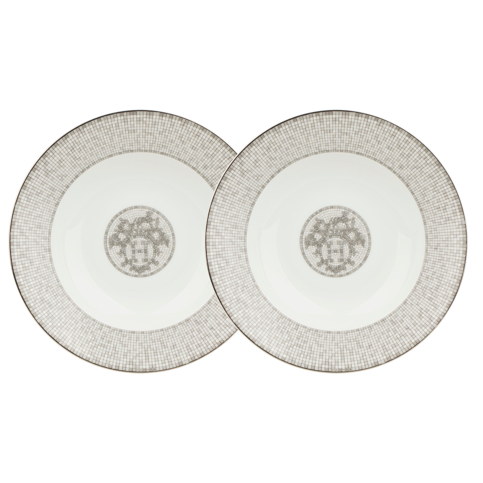 Hermes Mosaique au 24 Platinum Soup Bowl