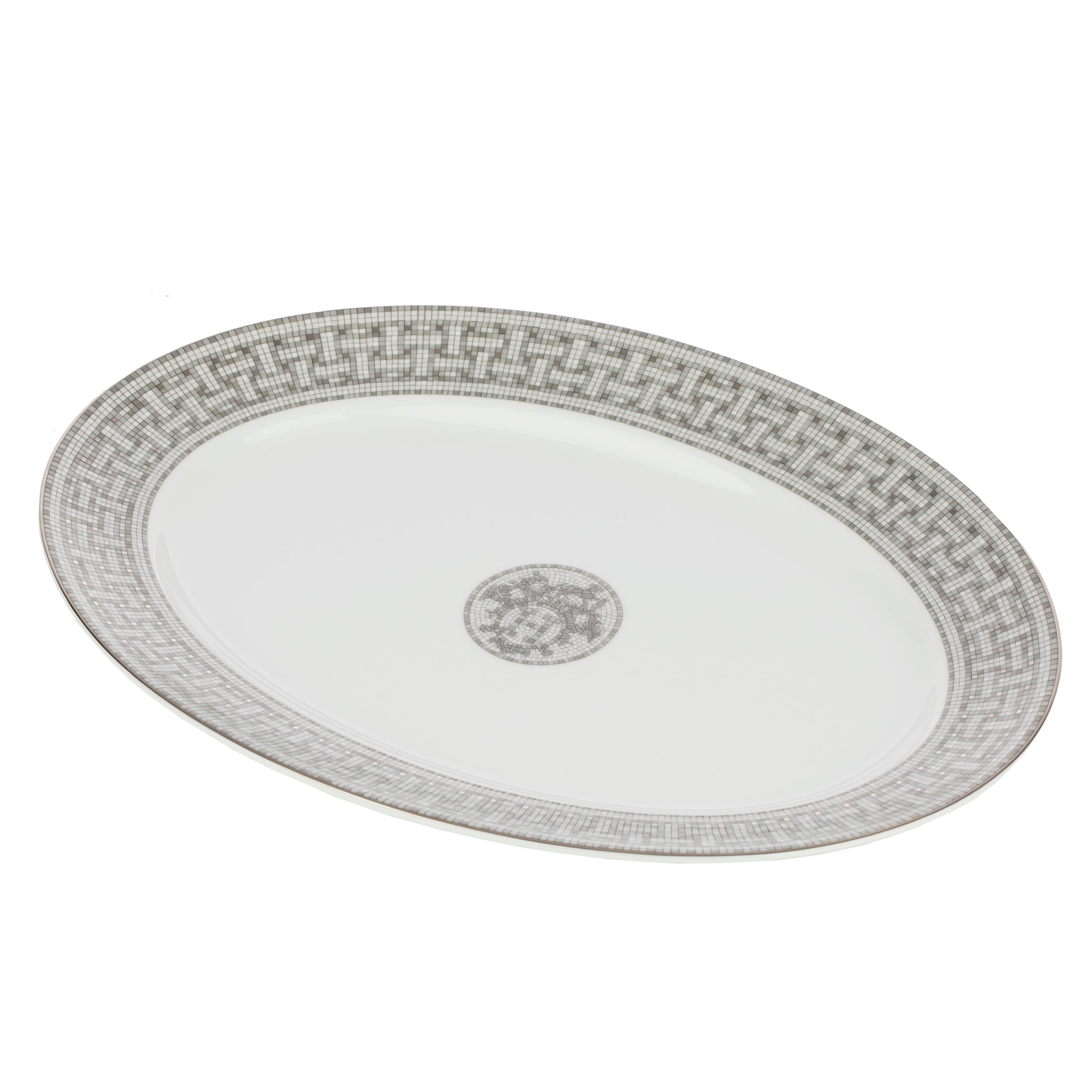 Hermes Mosaique au 24 Platinum Large Oval Platter