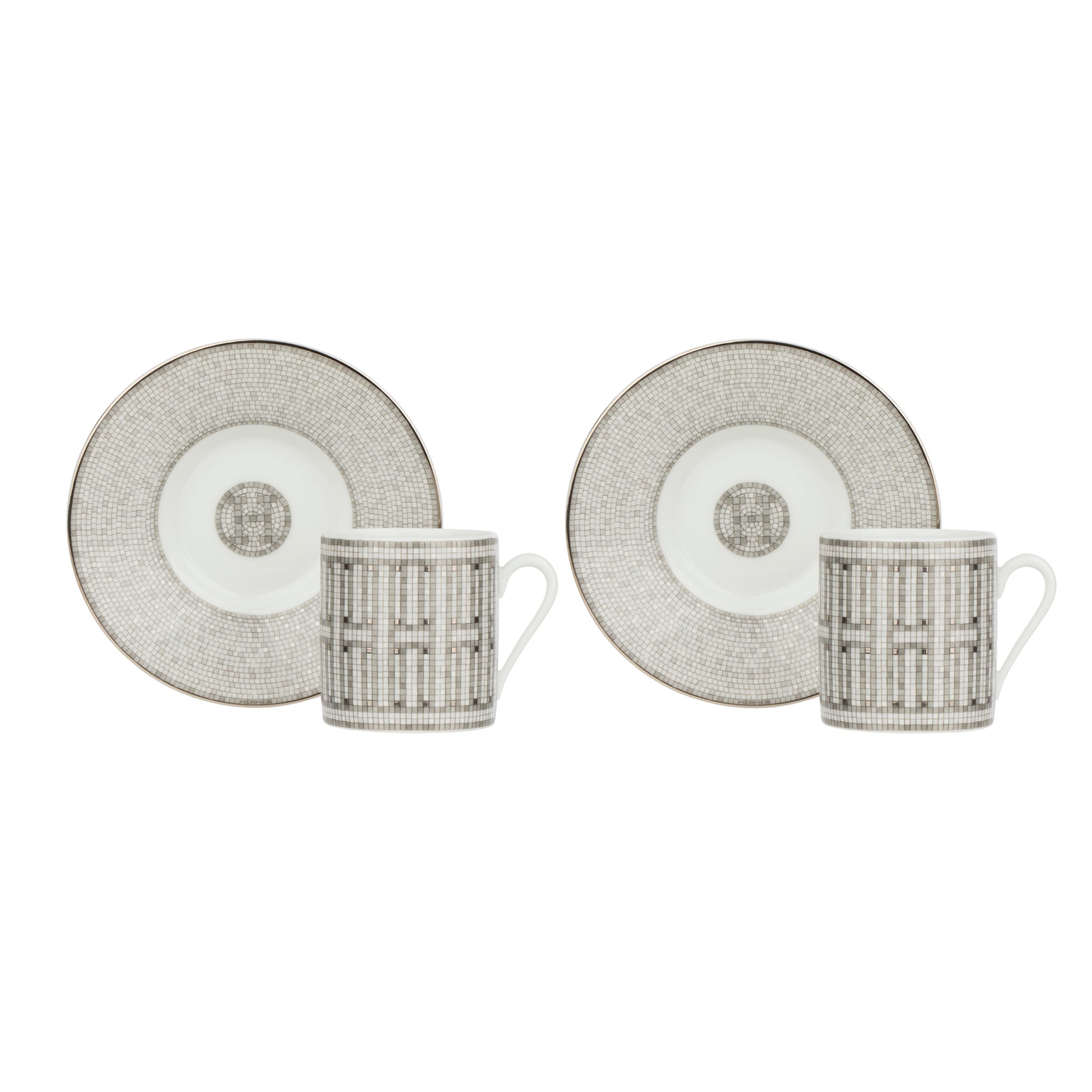 Hermes Mosaique au 24 Platinum Espresso Cup & Saucer