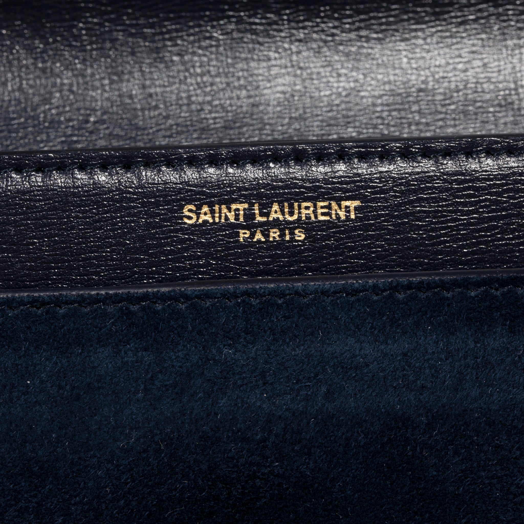 Saint Laurent Sunset Medium Bag Navy Suede Leather & Crocodile Gold Tone Hardware - On Repeat